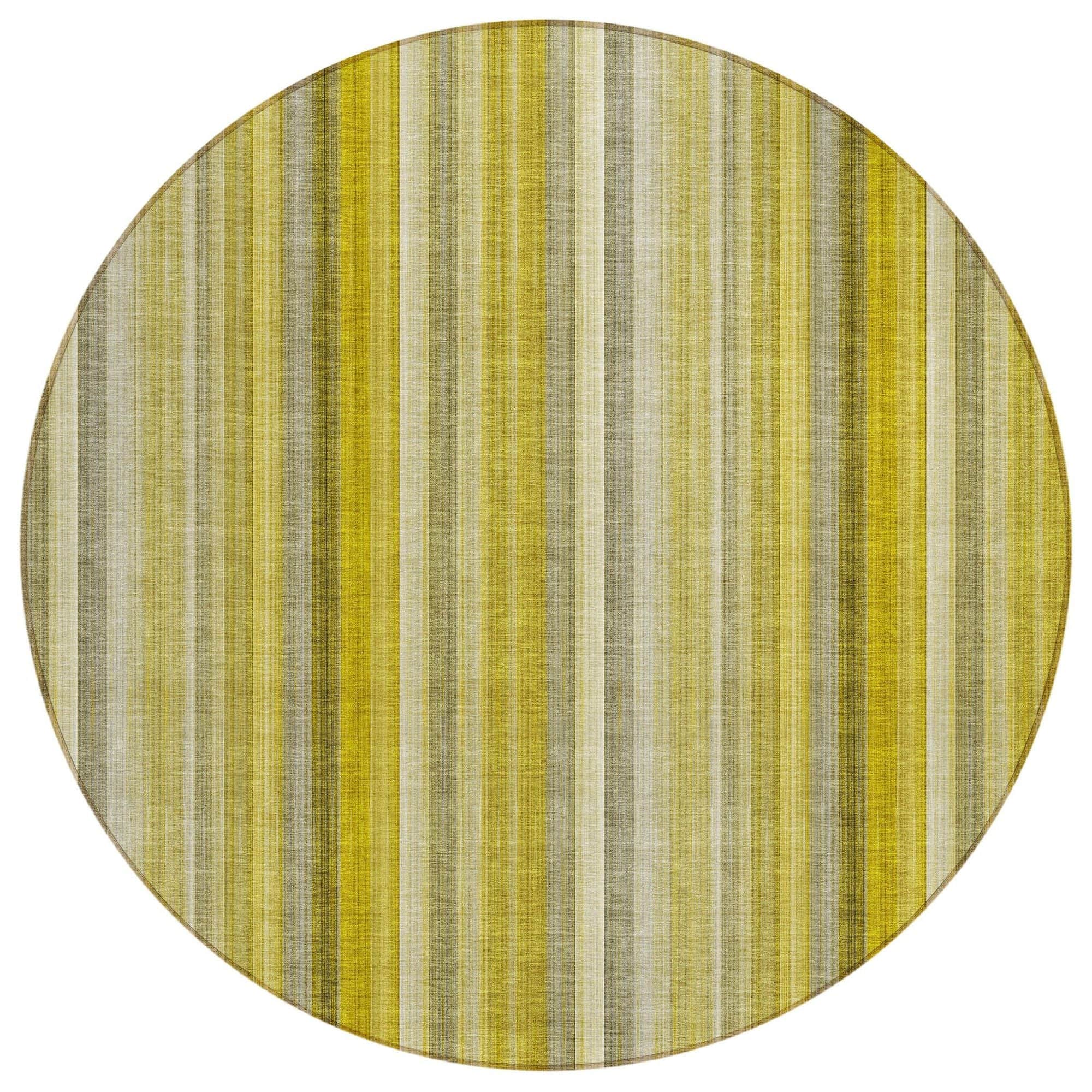 Machine Washable Gold Rug - Indoor / Outdoor - Kids / Pet Friendly Stripes Print Rug