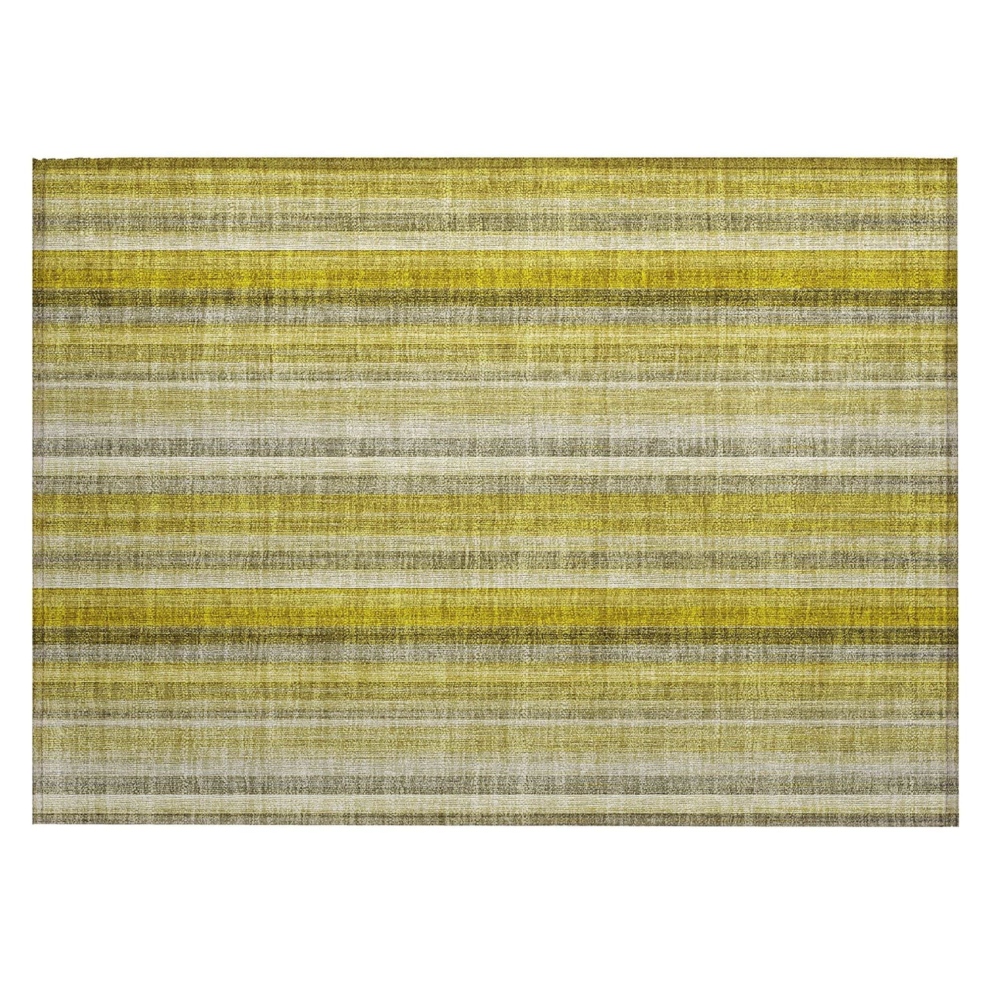 Machine Washable Gold Rug - Indoor / Outdoor - Kids / Pet Friendly Stripes Print Rug