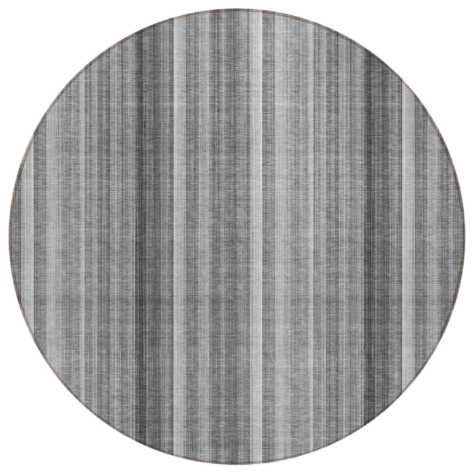 Machine Washable Gray Rug - Indoor / Outdoor - Kids / Pet Friendly Stripes Print Rug