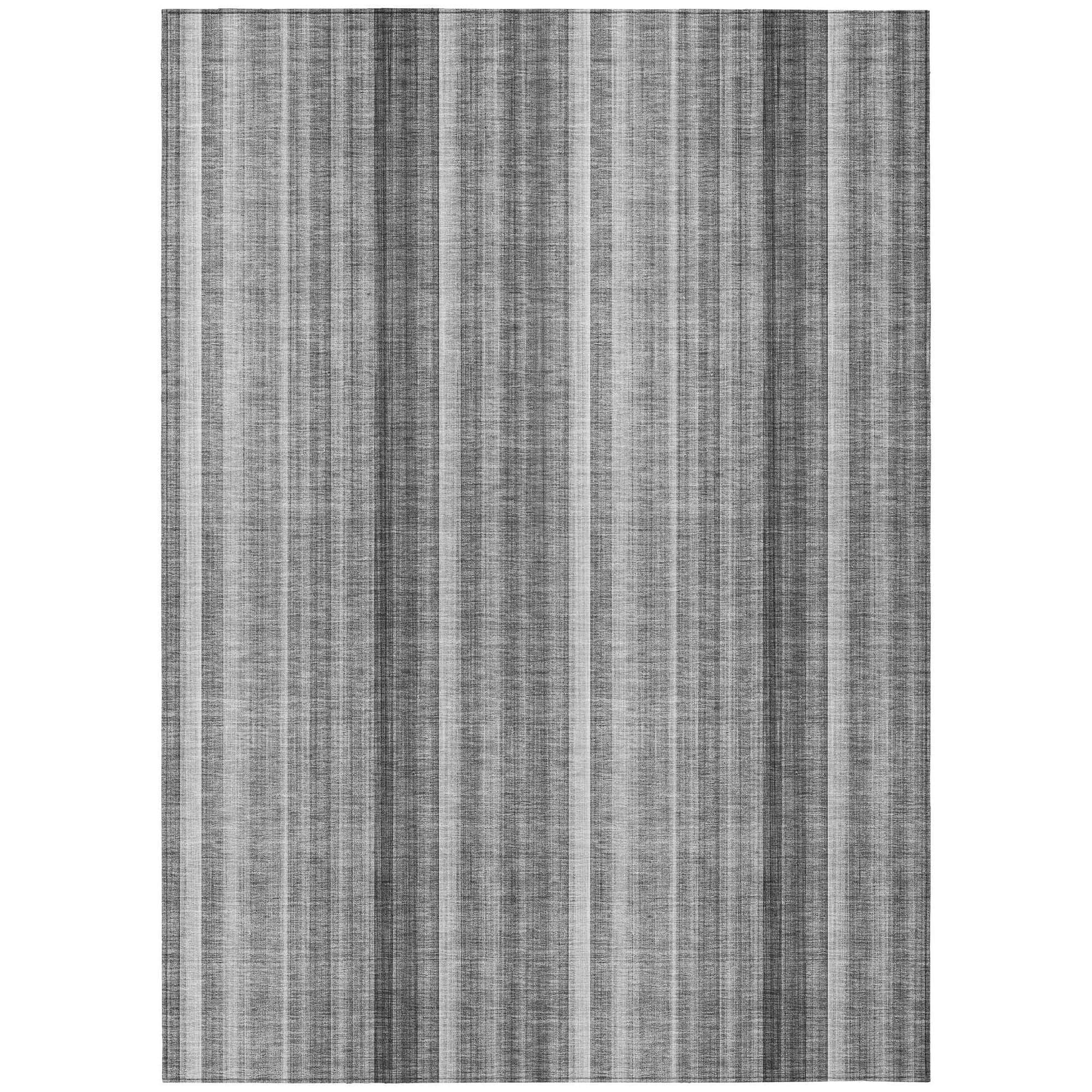 Machine Washable Gray Rug - Indoor / Outdoor - Kids / Pet Friendly Stripes Print Rug