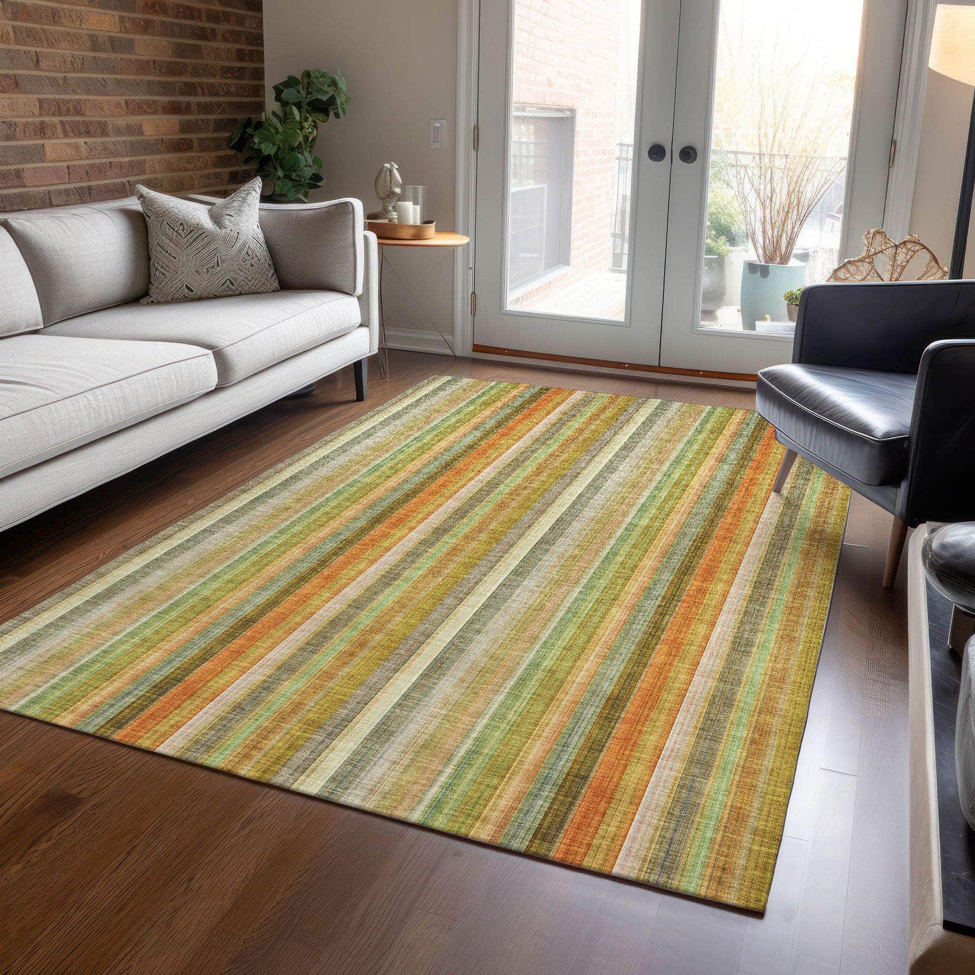 Machine Made ACN543 Khaki Brown Rugs