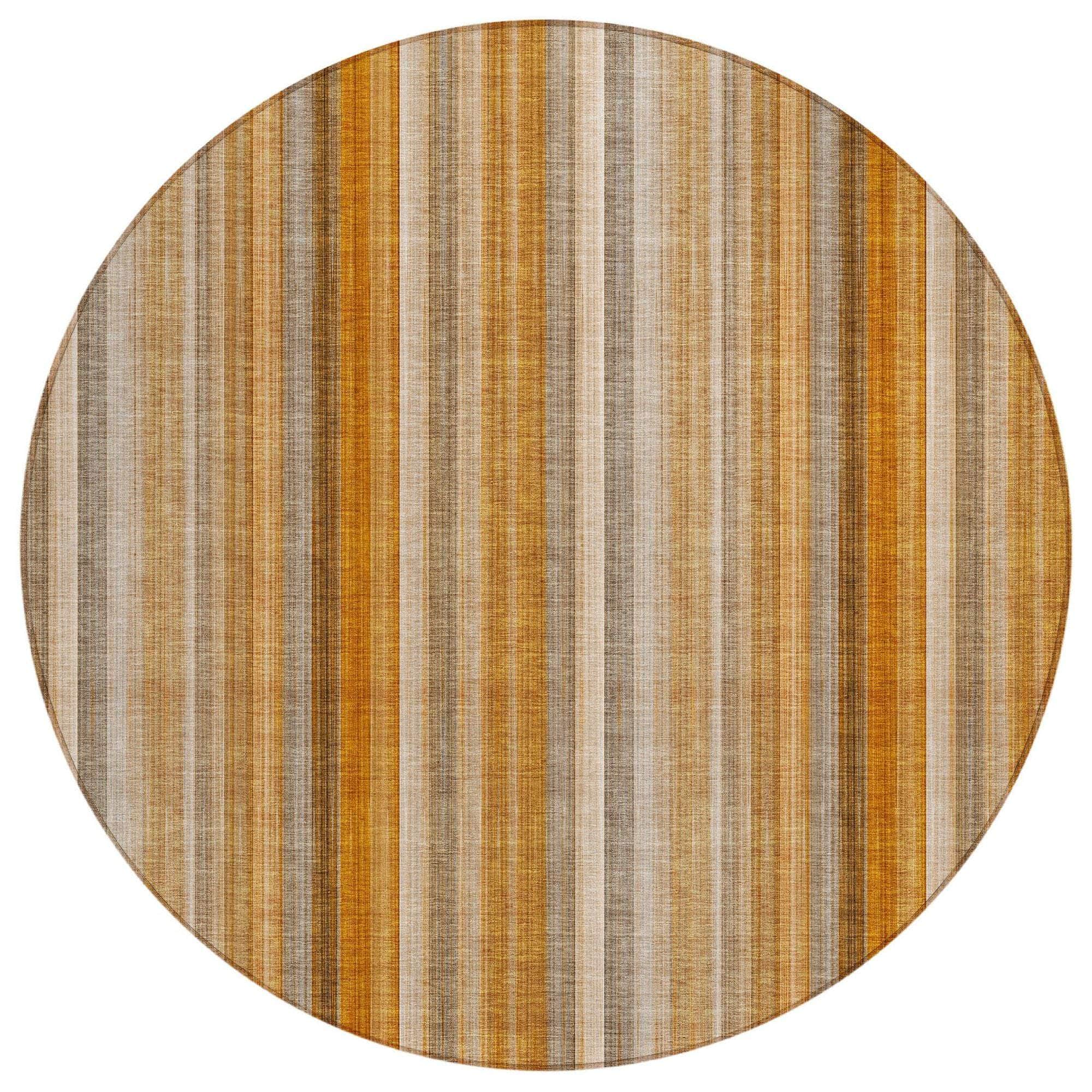 Machine Washable Paprika Orange Rug - Indoor / Outdoor - Kids / Pet Friendly Stripes Print Rug