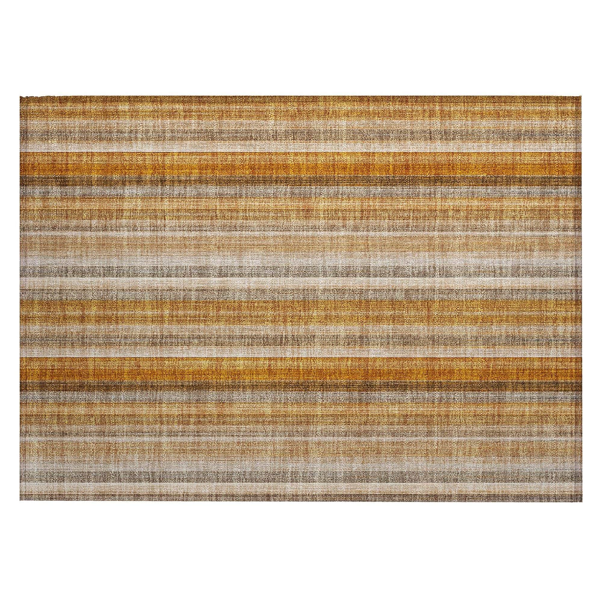 Machine Washable Paprika Orange Rug - Indoor / Outdoor - Kids / Pet Friendly Stripes Print Rug