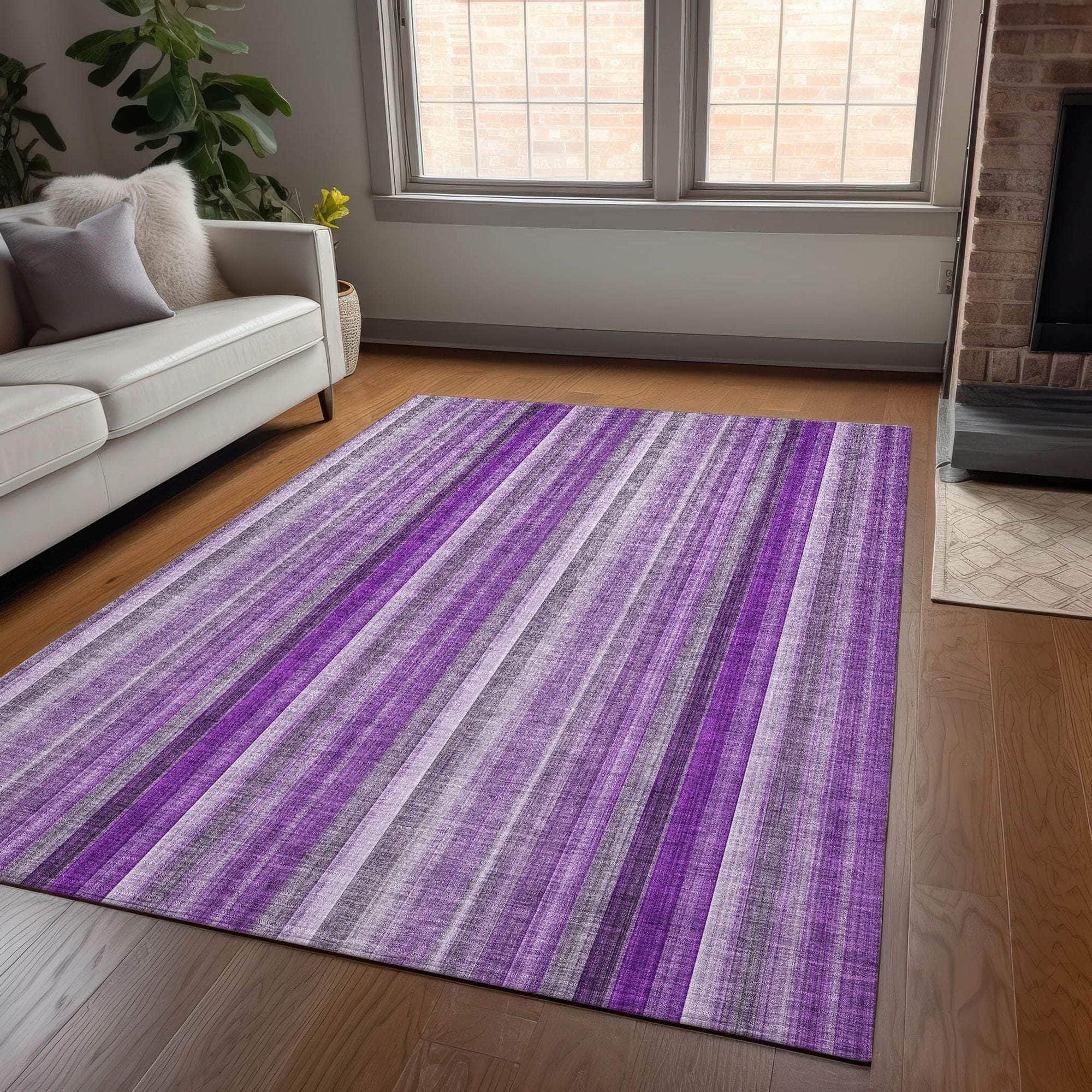 Machine Made ACN543 Purple Rugs
