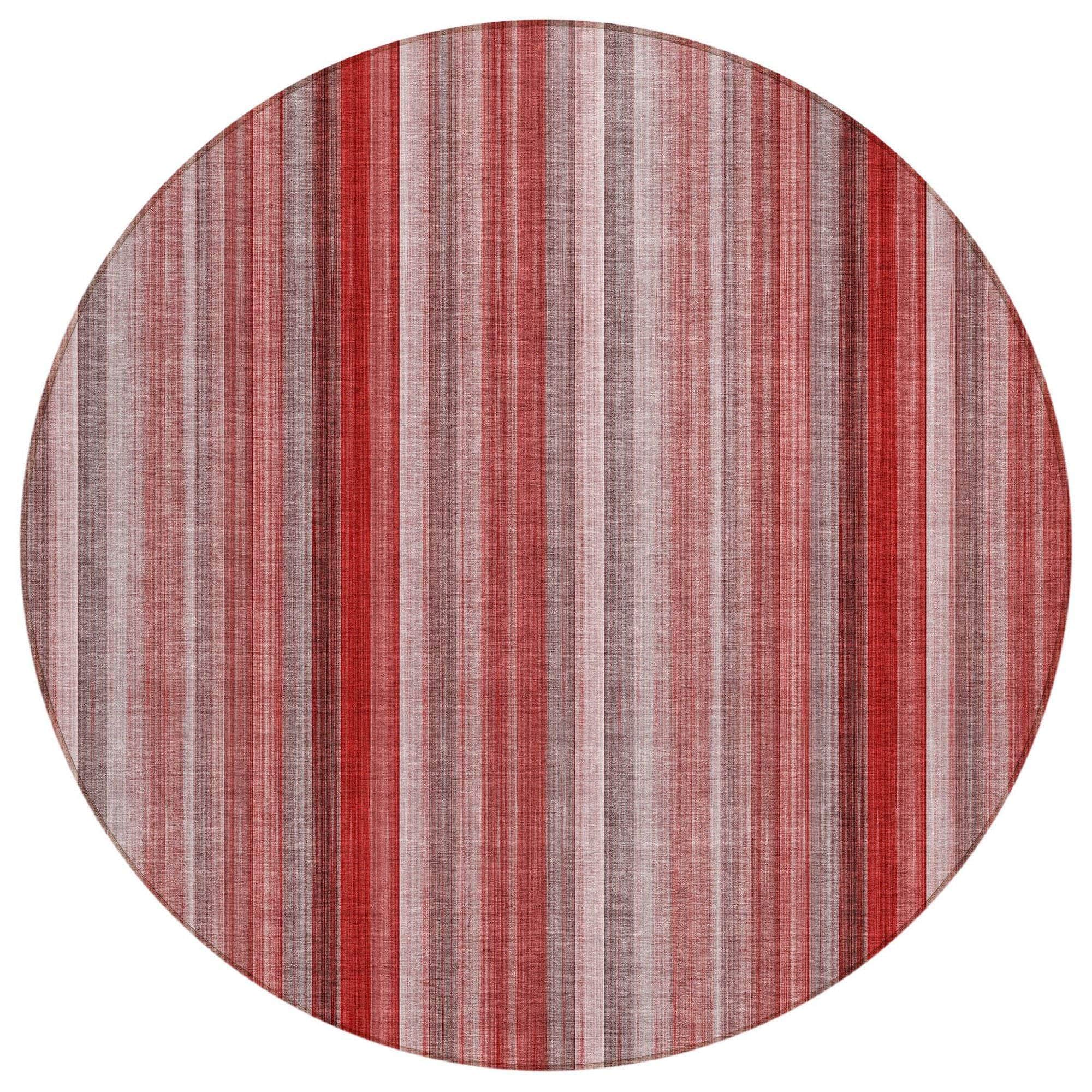 Machine Washable Red Rug - Indoor / Outdoor - Kids / Pet Friendly Stripes Print Rug