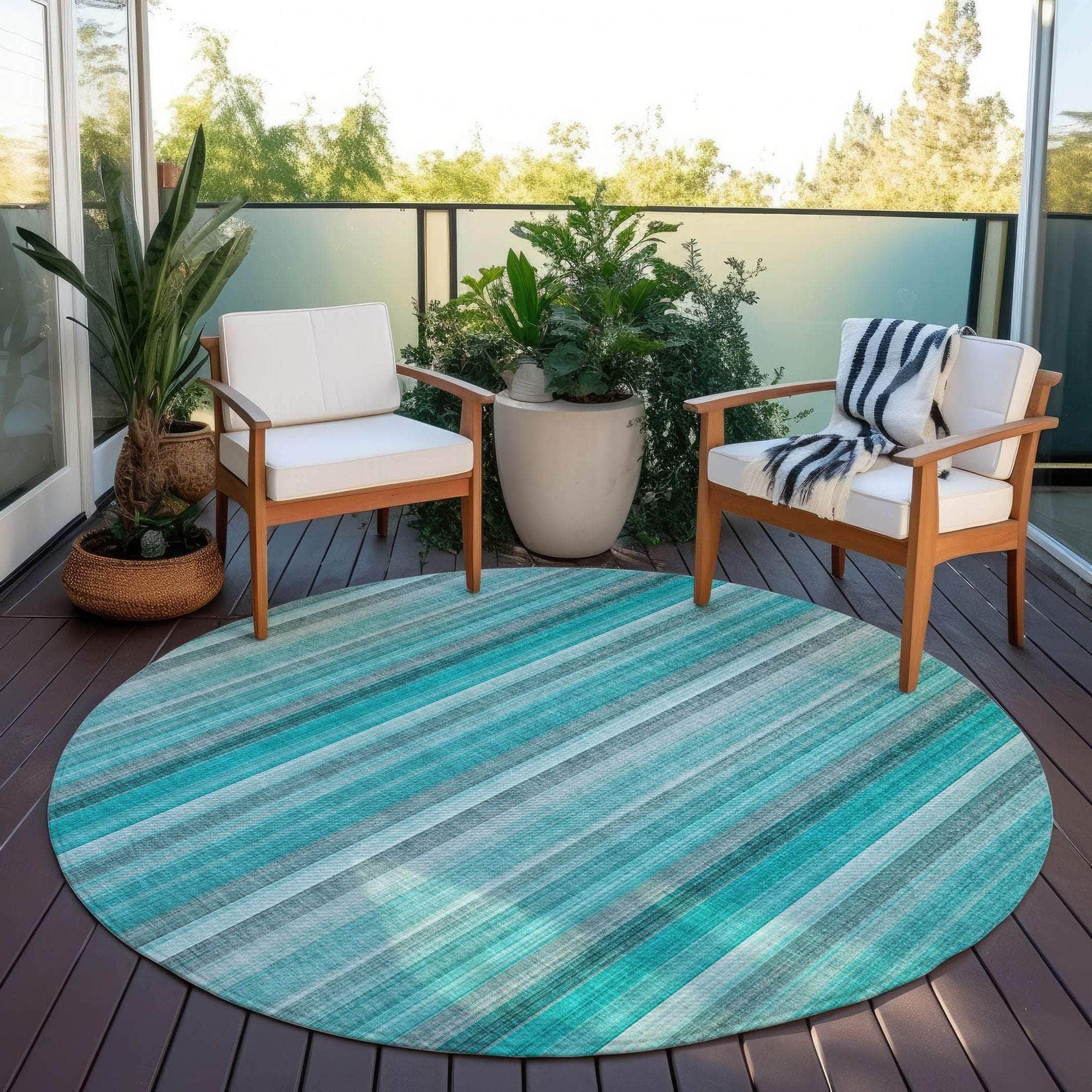 Machine Made ACN543 Teal Rugs