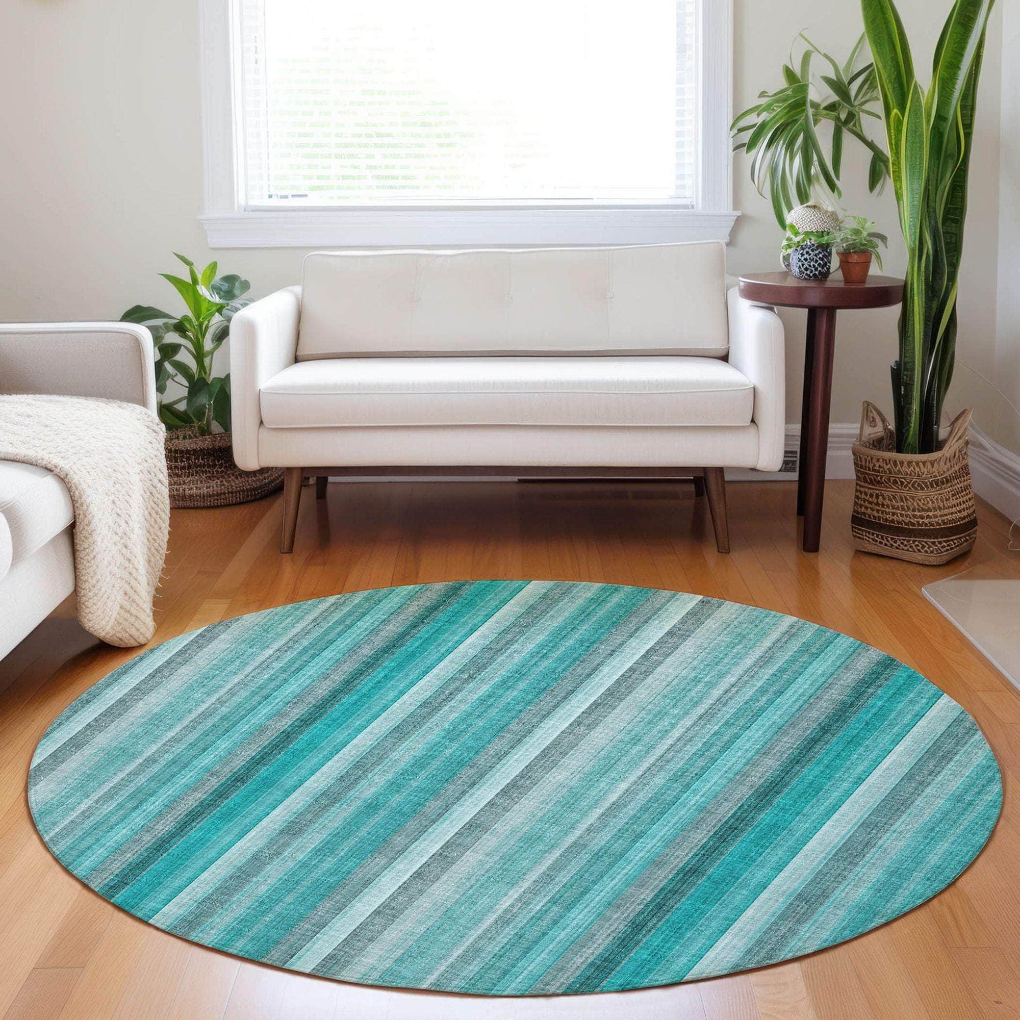 Machine Made ACN543 Teal Rugs