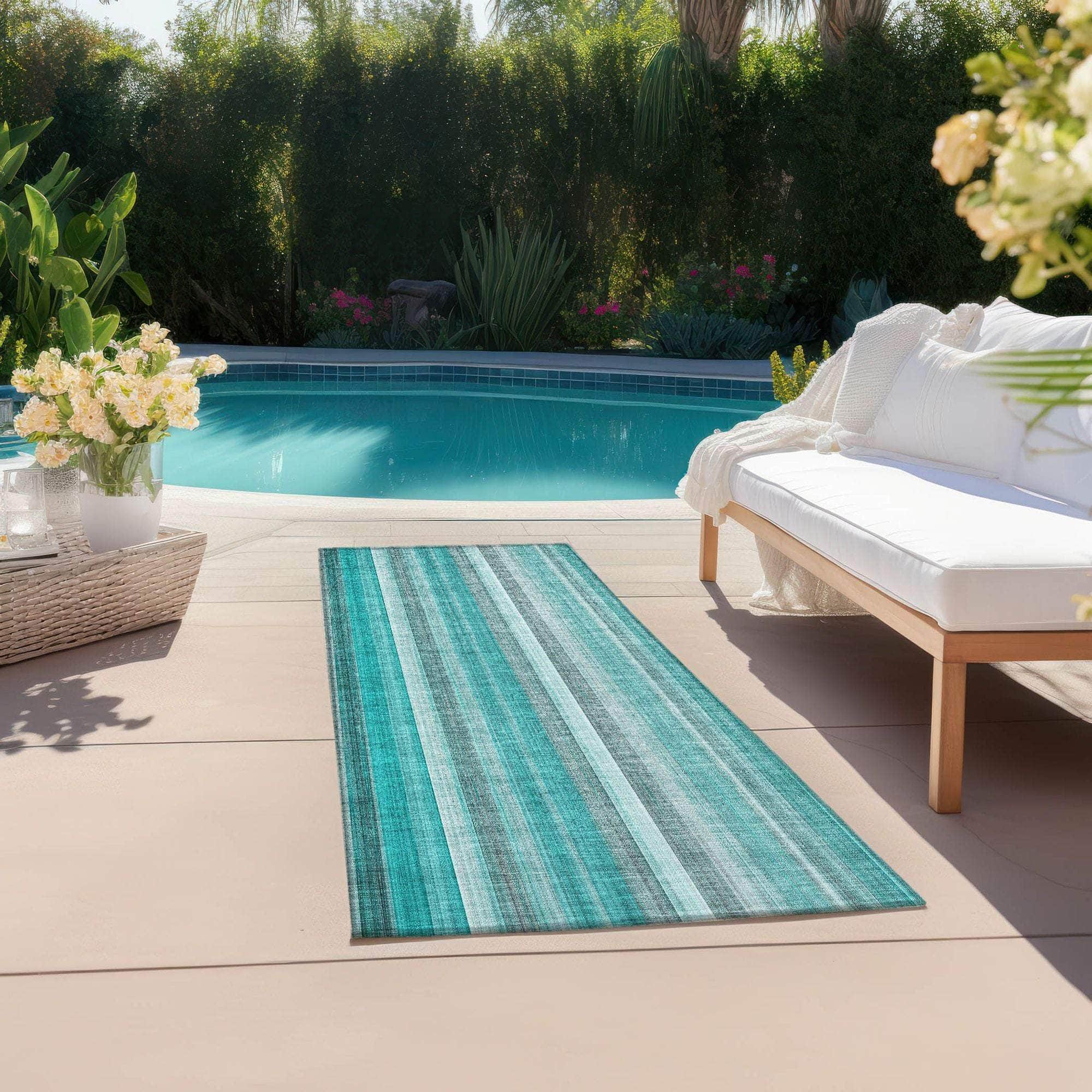 Machine Made ACN543 Teal Rugs