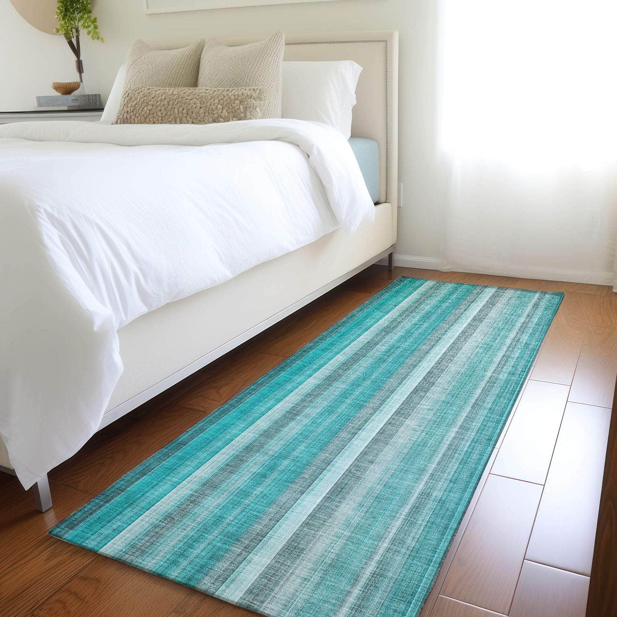Machine Made ACN543 Teal Rugs