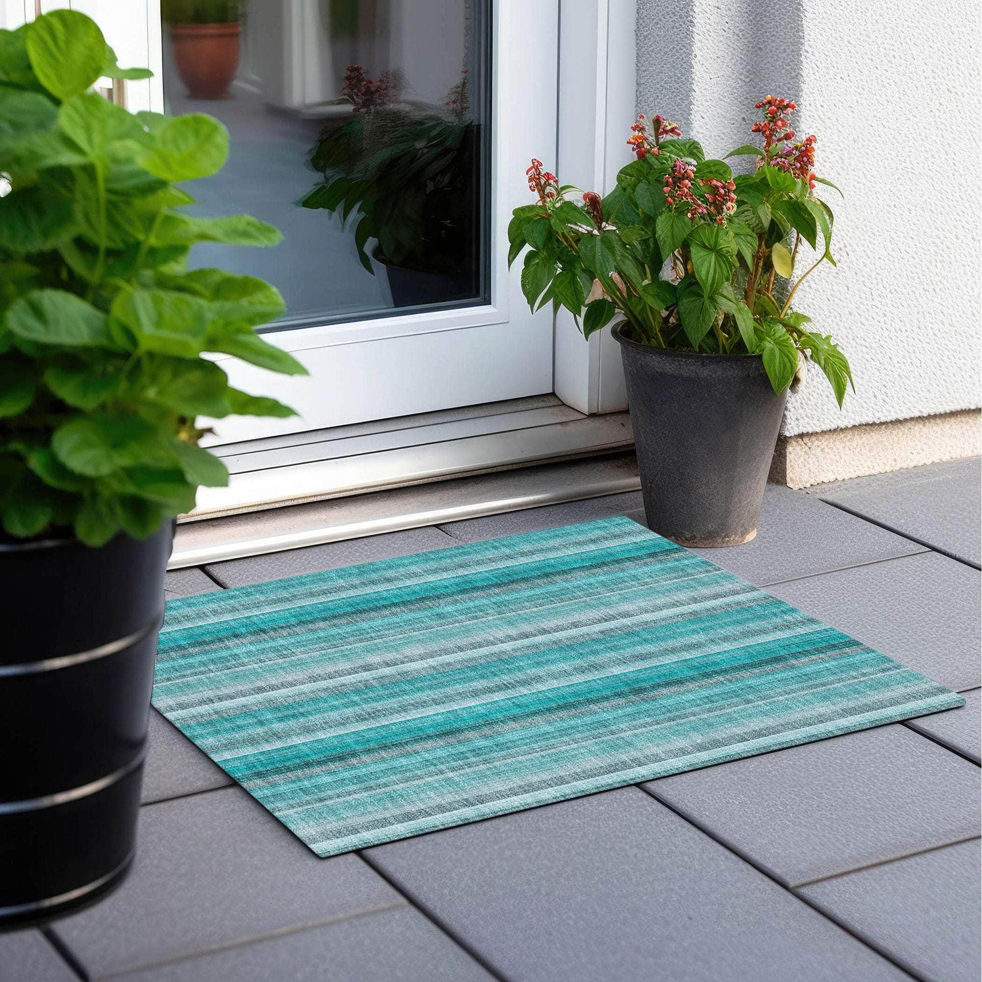 Machine Made ACN543 Teal Rugs