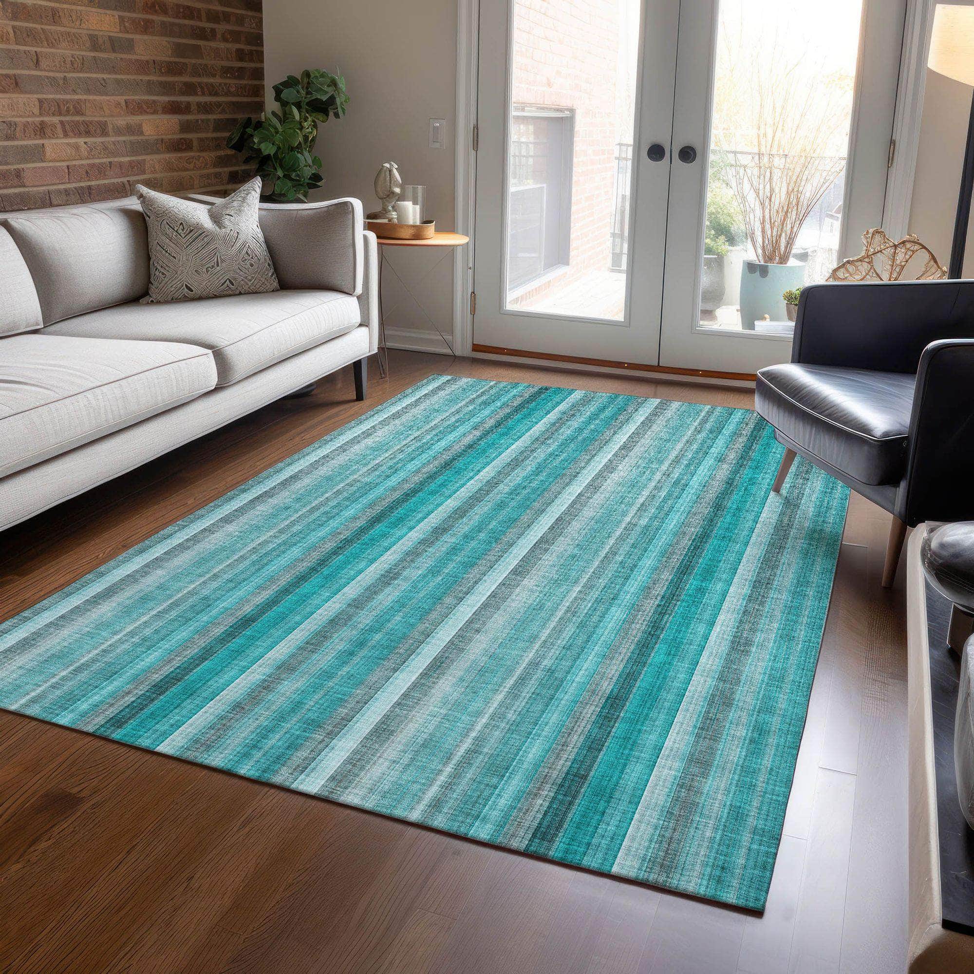 Machine Made ACN543 Teal Rugs