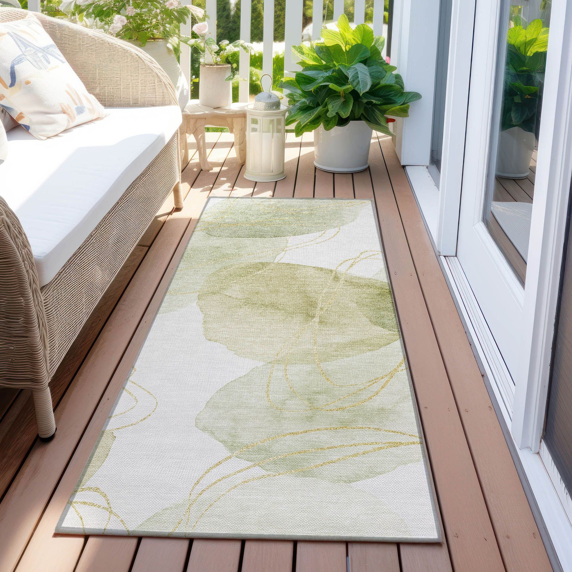 Machine Made ACN544 Green Rugs
