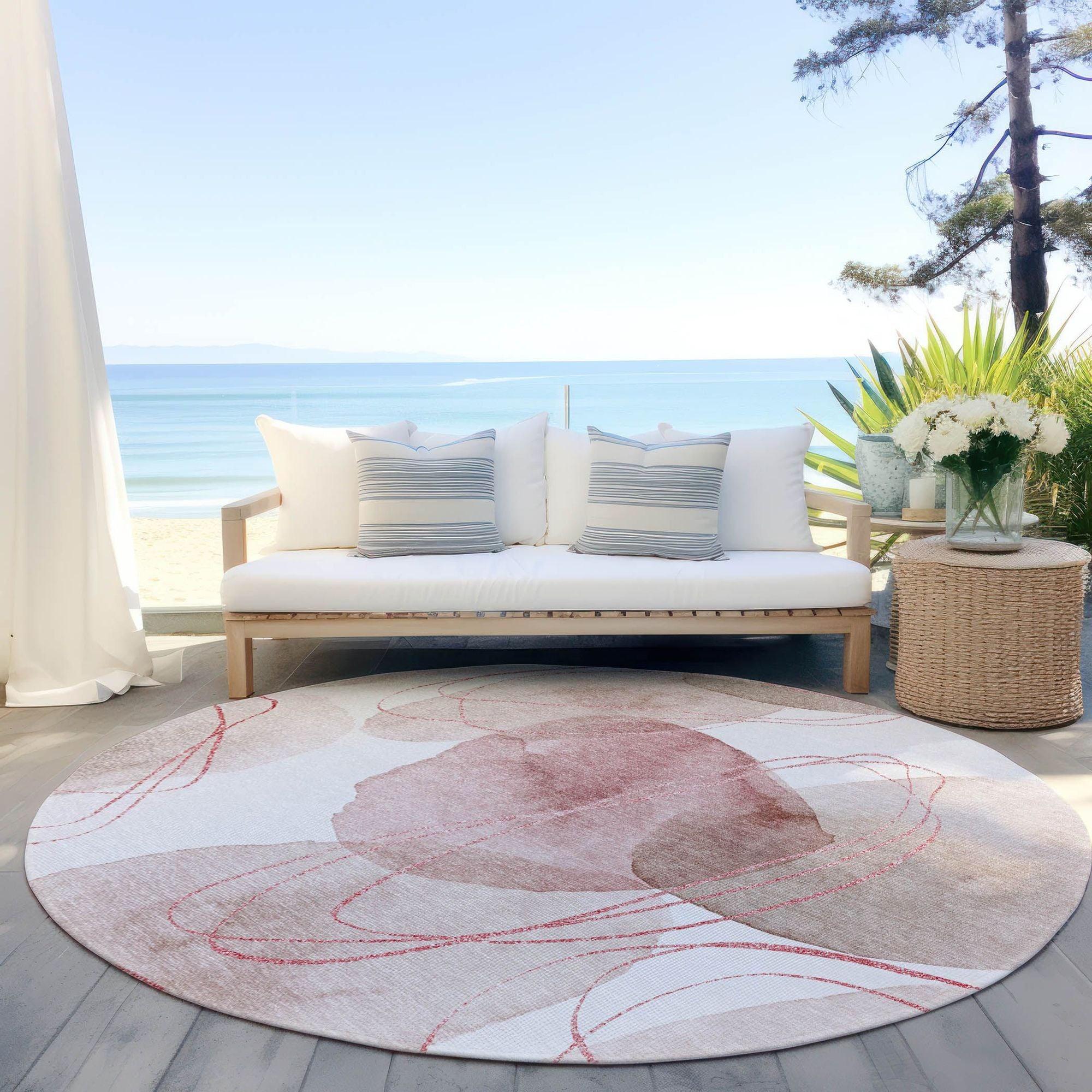 Machine Made ACN544 Merlot Red Rugs