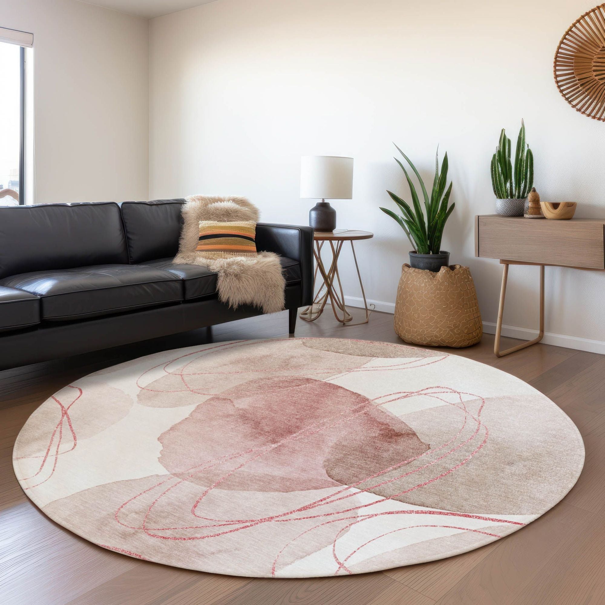 Machine Made ACN544 Merlot Red Rugs