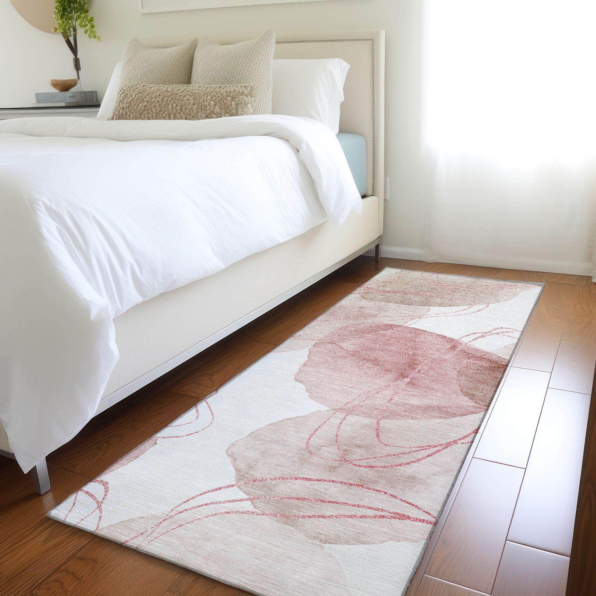 Machine Made ACN544 Merlot Red Rugs