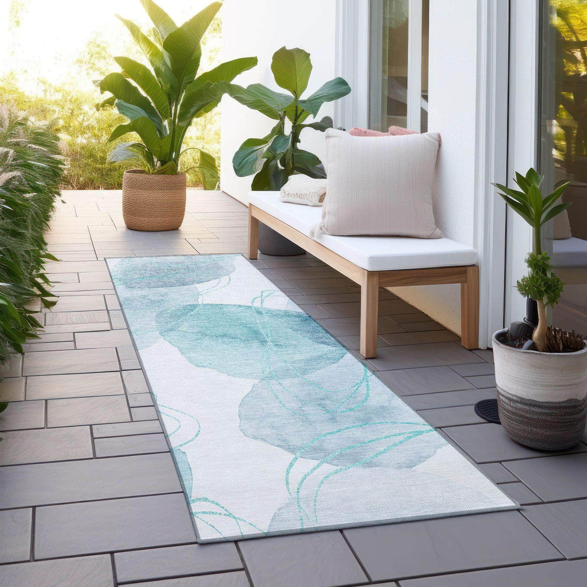 Machine Made ACN544 Teal Rugs
