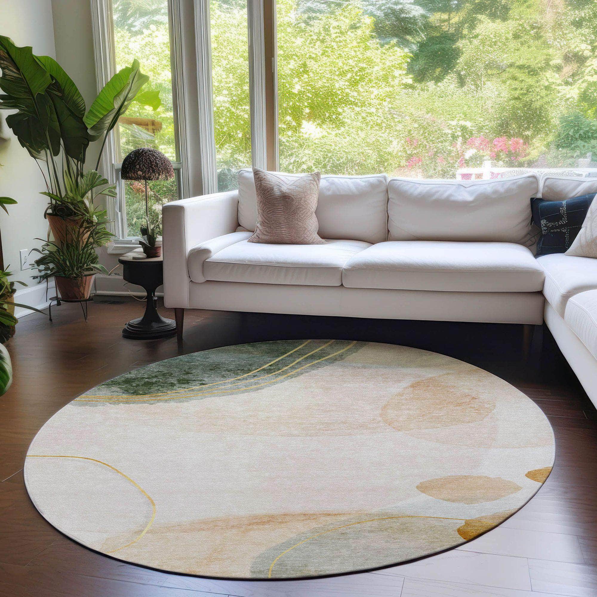Machine Made ACN545 Beige Brown Rugs