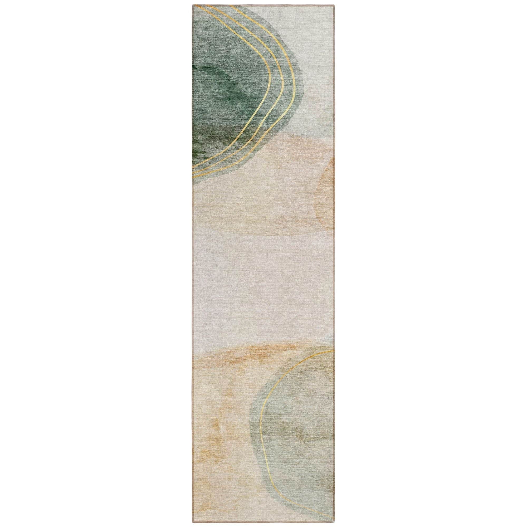Machine Washable Beige Brown Rug - Indoor / Outdoor - Kids / Pet Friendly Organic Print Rug