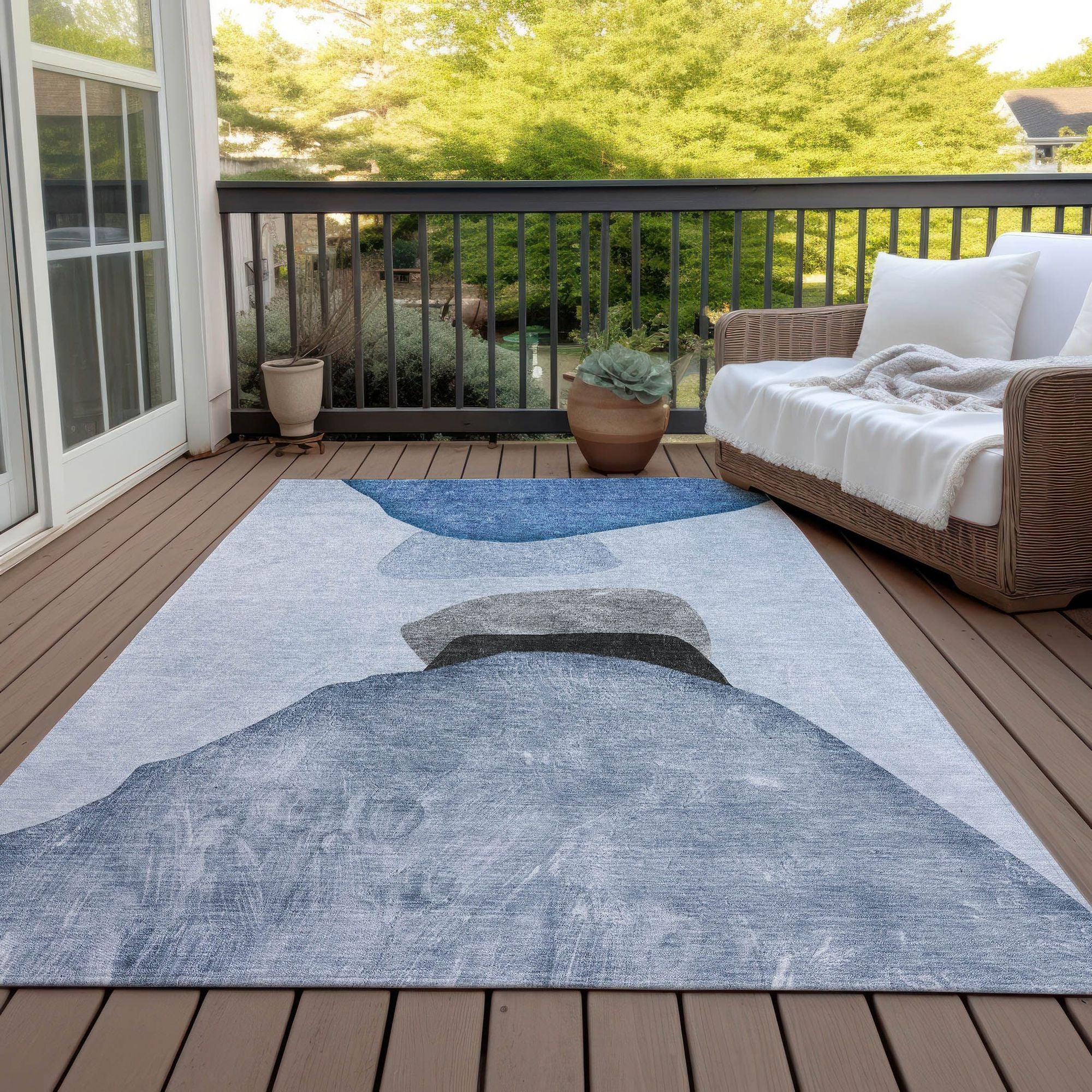 Machine Made ACN547 Blue Rugs