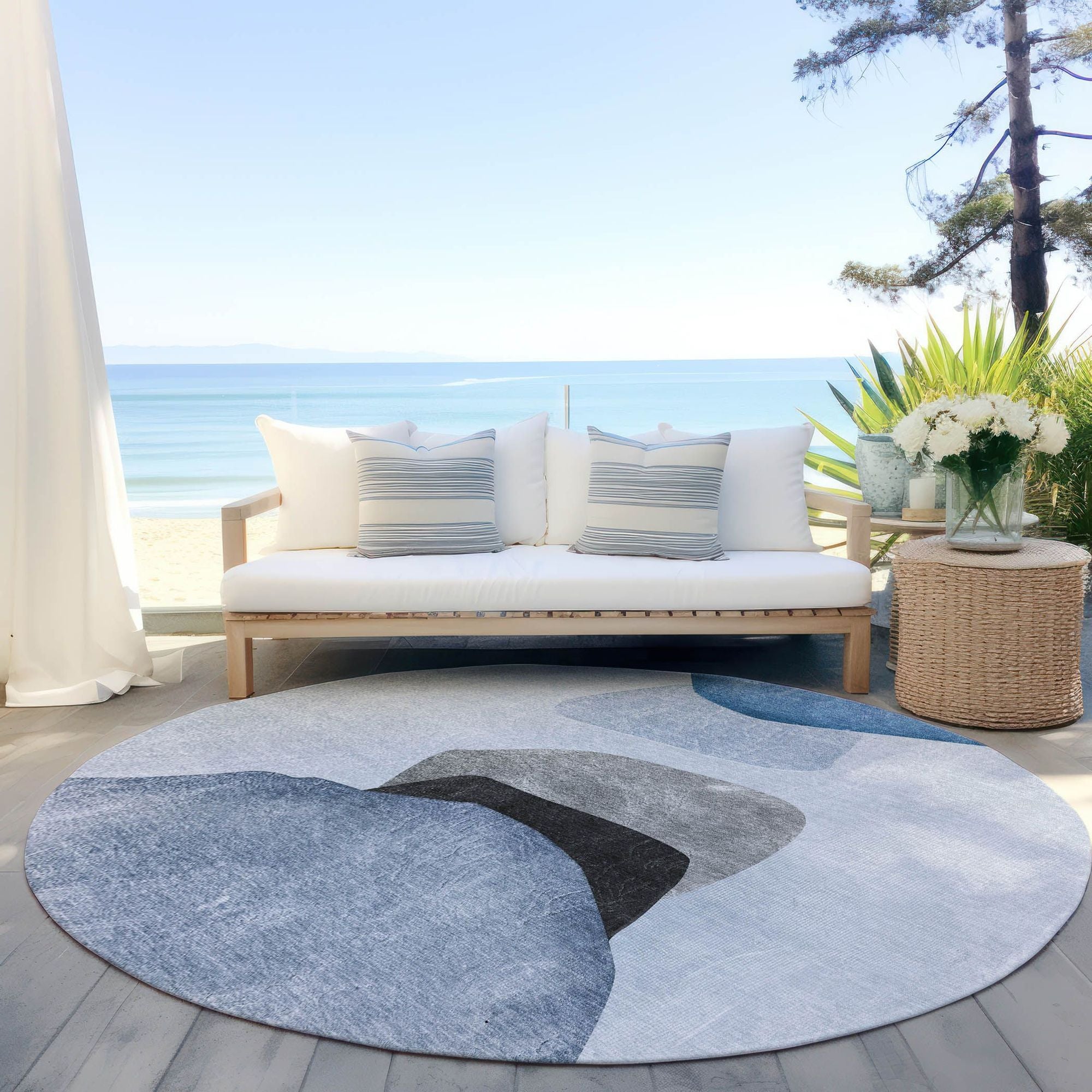 Machine Made ACN547 Blue Rugs