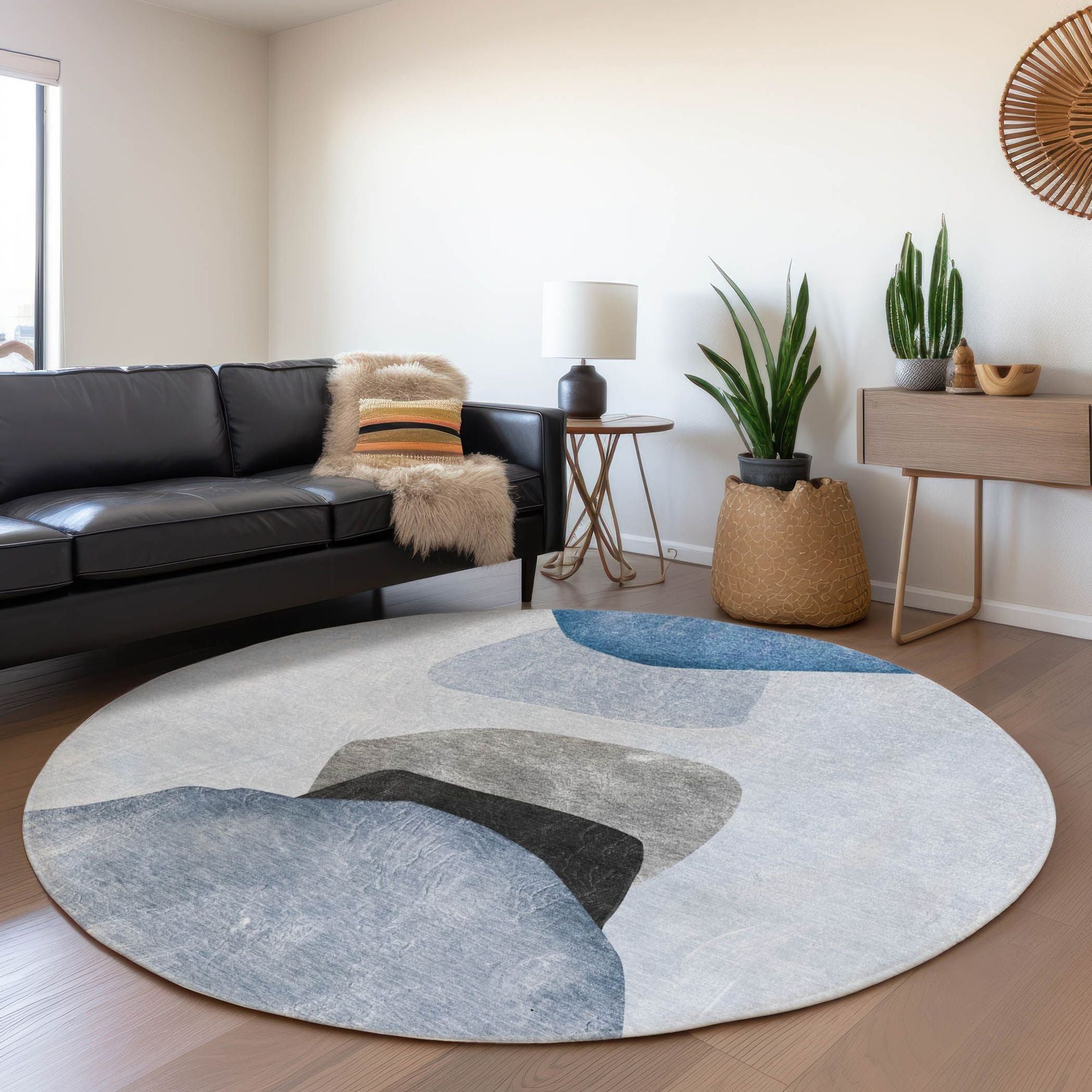 Machine Made ACN547 Blue Rugs