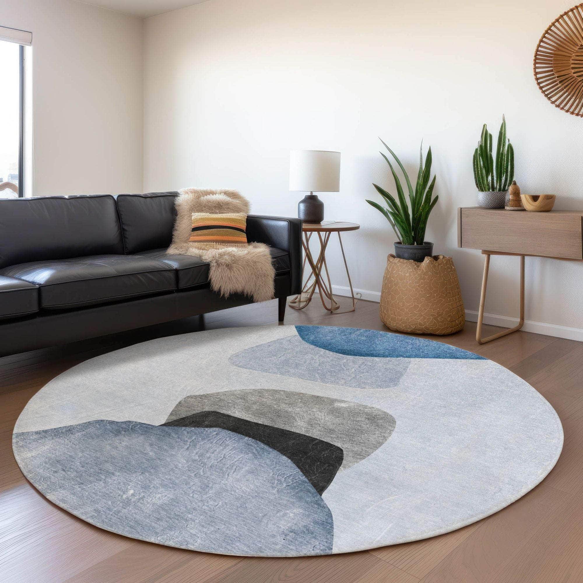 Machine Made ACN547 Blue Rugs