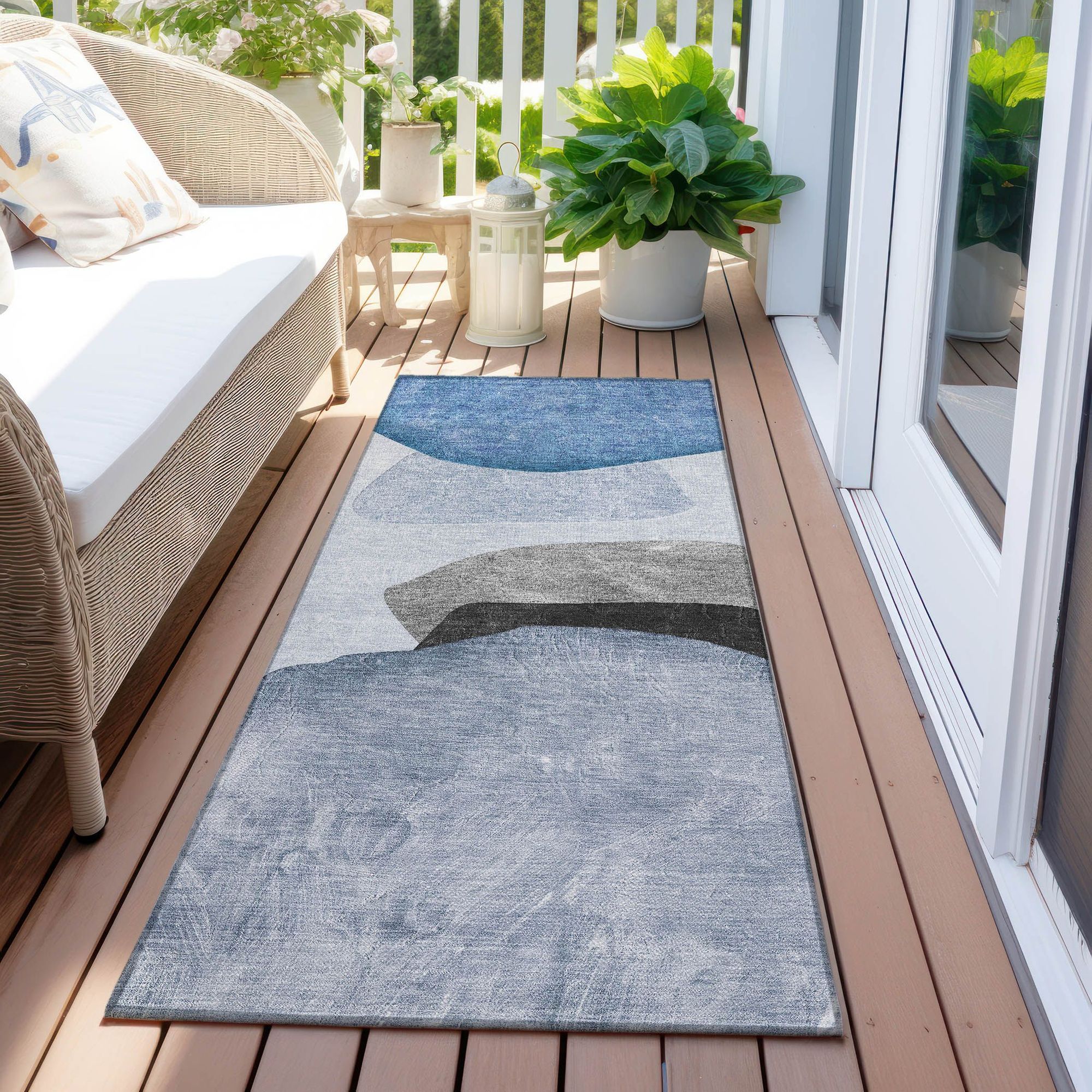 Machine Made ACN547 Blue Rugs