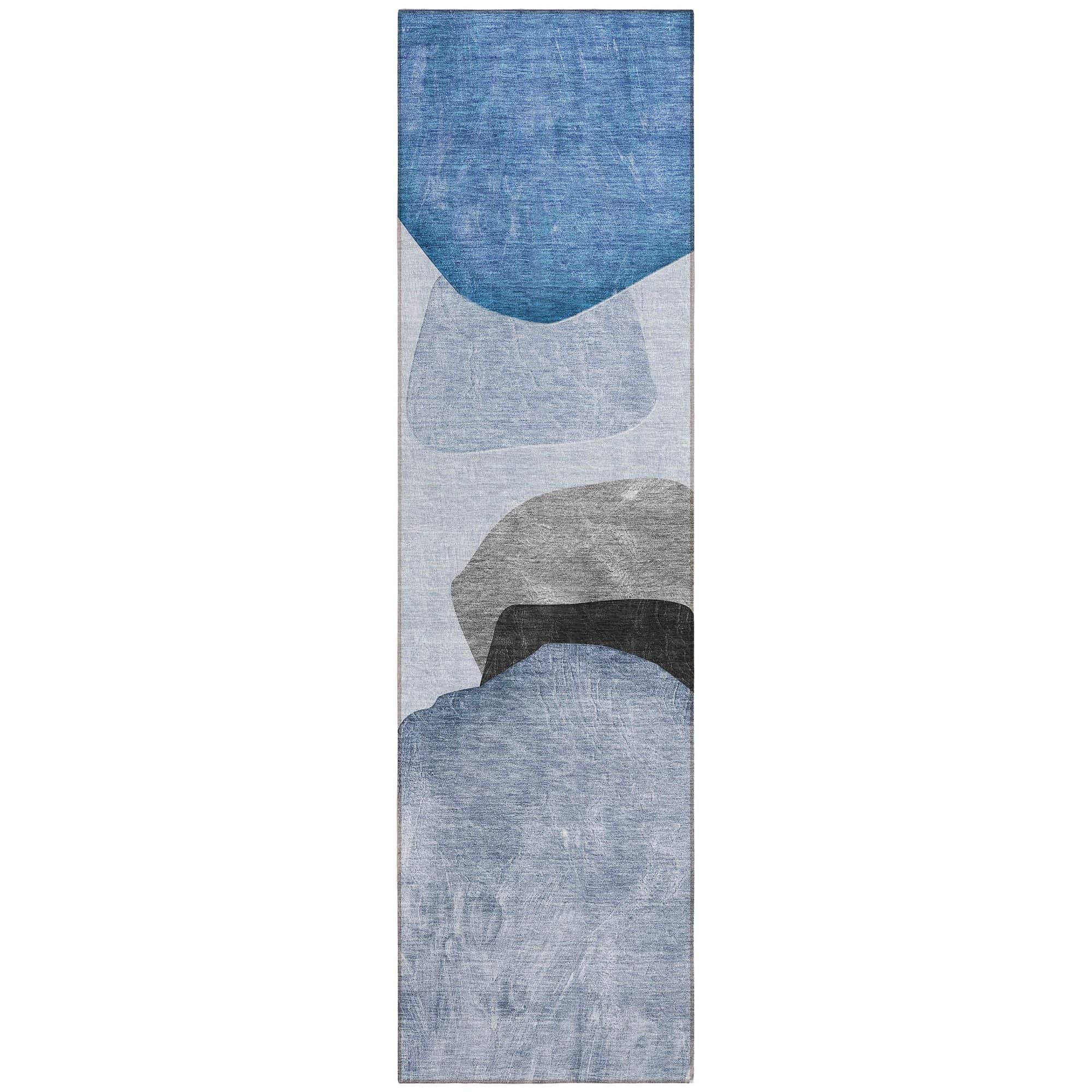 Machine Washable Blue Rug - Indoor / Outdoor - Kids / Pet Friendly Organic Print Rug