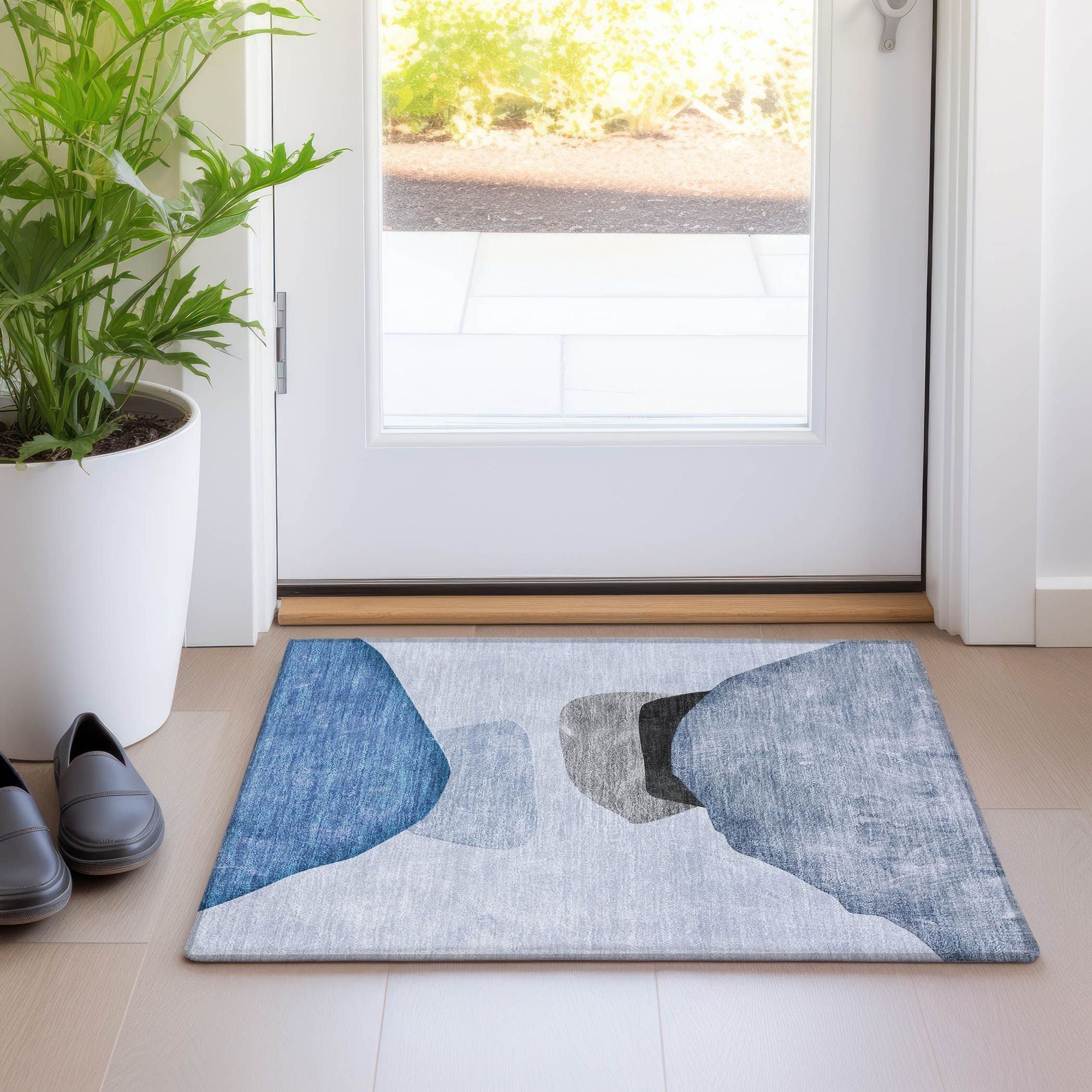 Machine Made ACN547 Blue Rugs