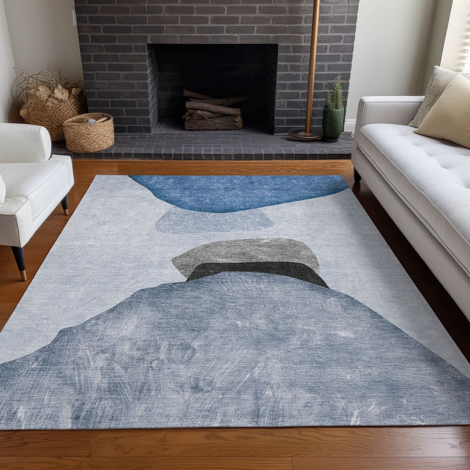 Machine Made ACN547 Blue Rugs