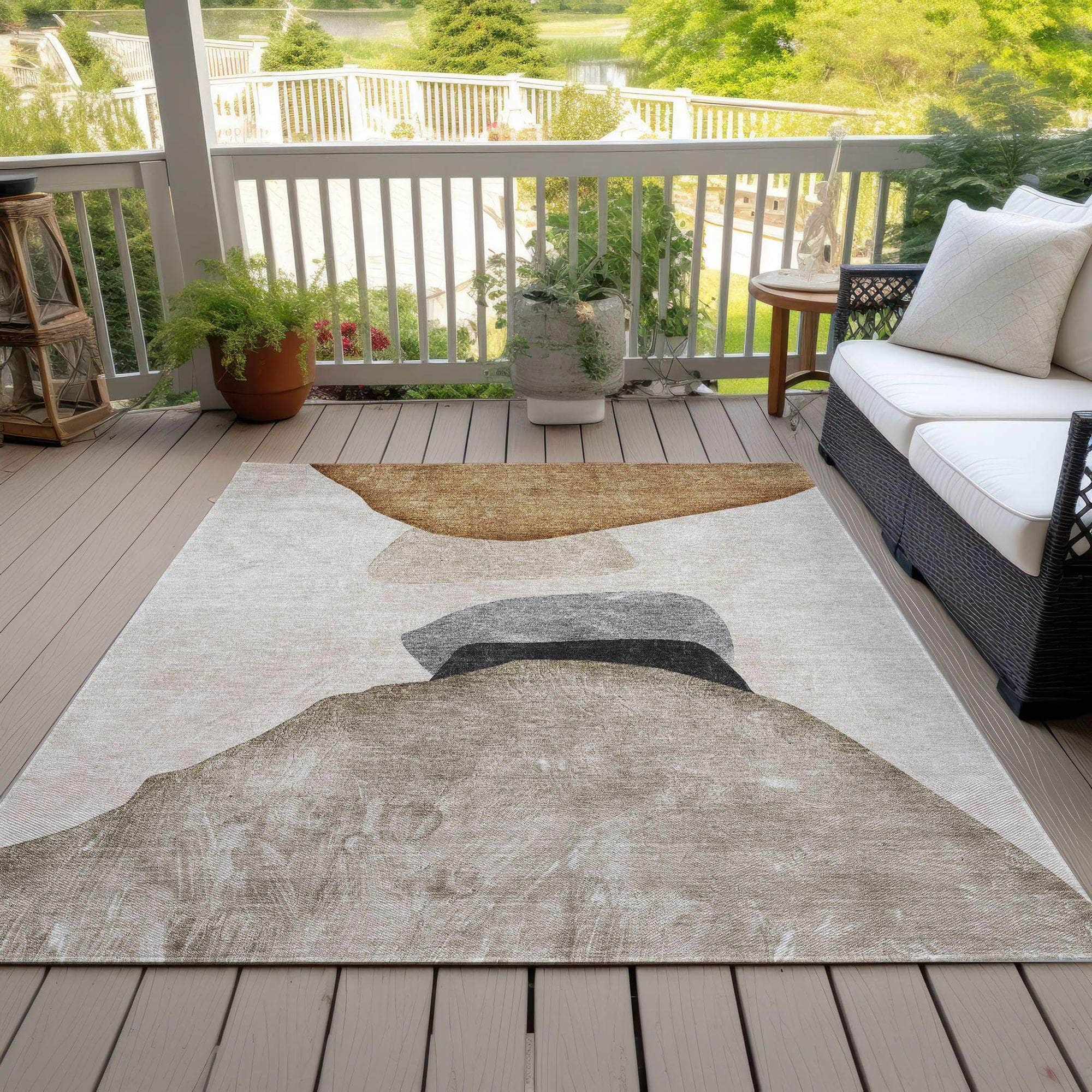 Machine Made ACN547 Brown Rugs