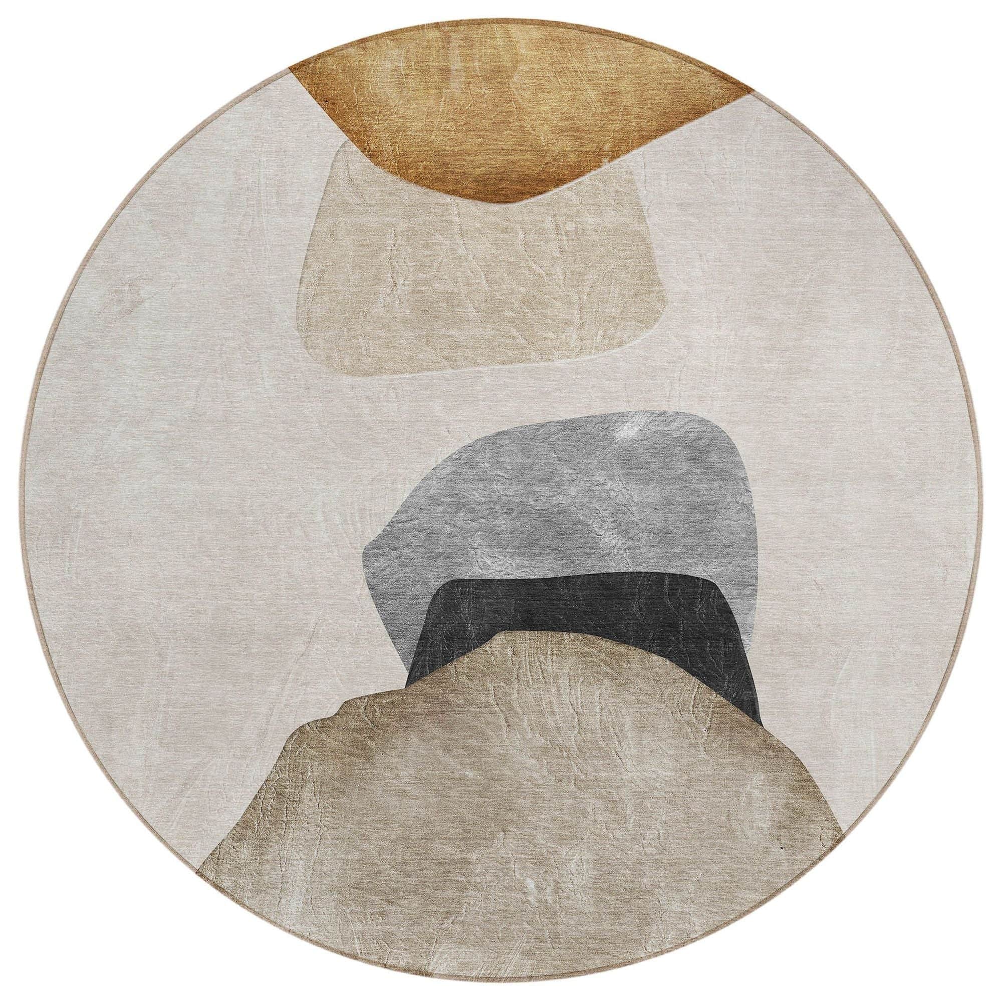 Machine Washable Brown Rug - Indoor / Outdoor - Kids / Pet Friendly Organic Print Rug