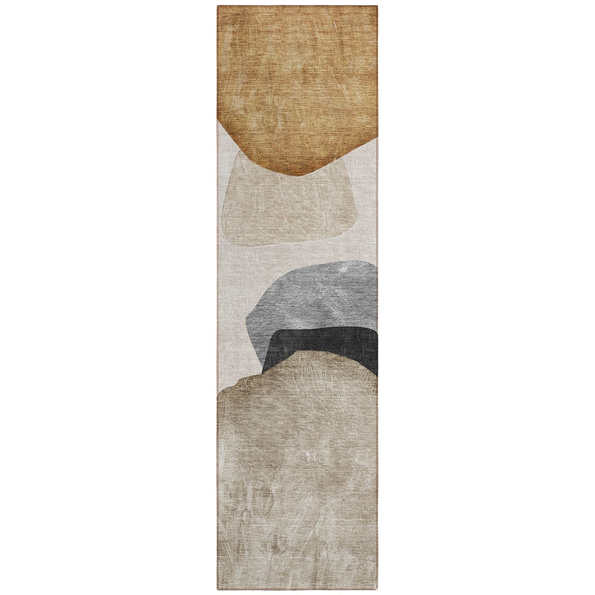 Machine Washable Brown Rug - Indoor / Outdoor - Kids / Pet Friendly Organic Print Rug