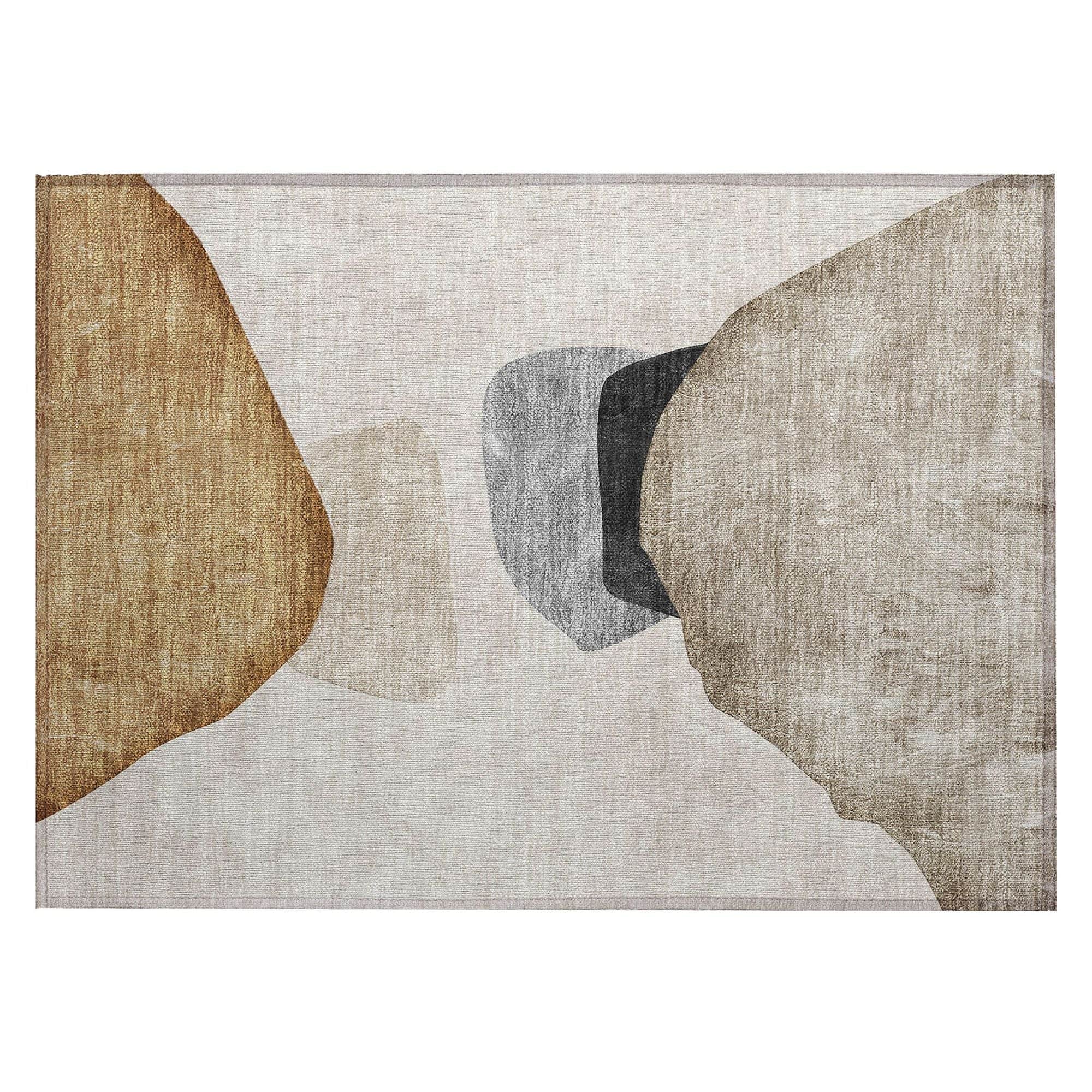 Machine Washable Brown Rug - Indoor / Outdoor - Kids / Pet Friendly Organic Print Rug