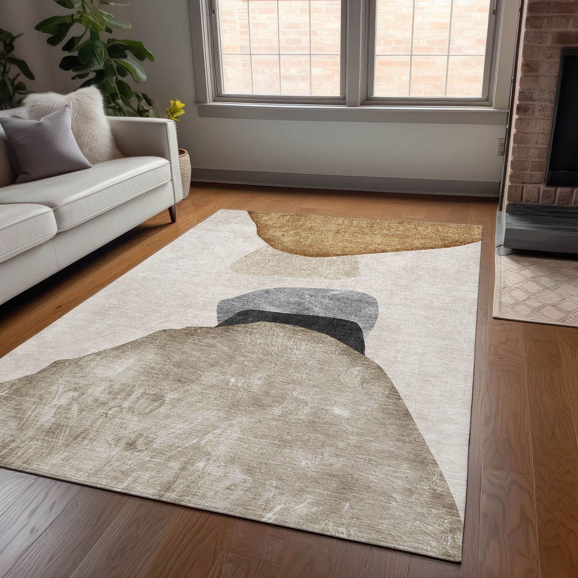 Machine Made ACN547 Brown Rugs