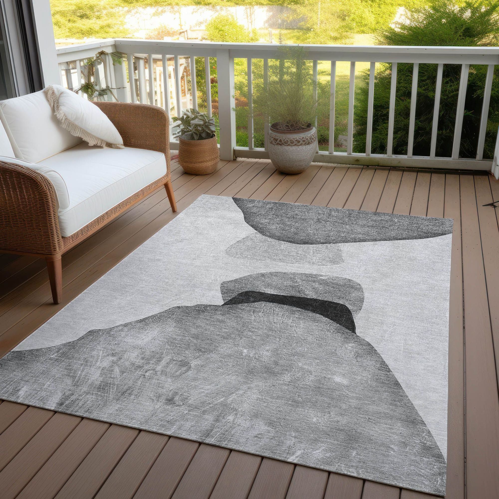 Machine Made ACN547 Gray Rugs