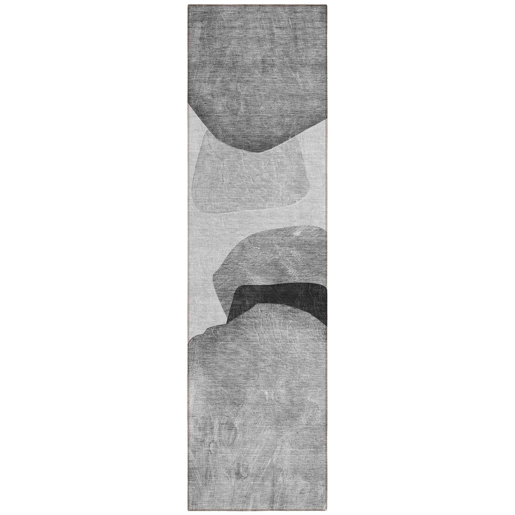 Machine Washable Gray Rug - Indoor / Outdoor - Kids / Pet Friendly Organic Print Rug