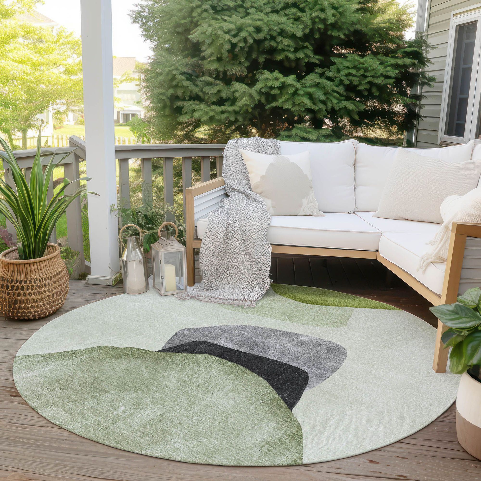 Machine Made ACN547 Green Rugs