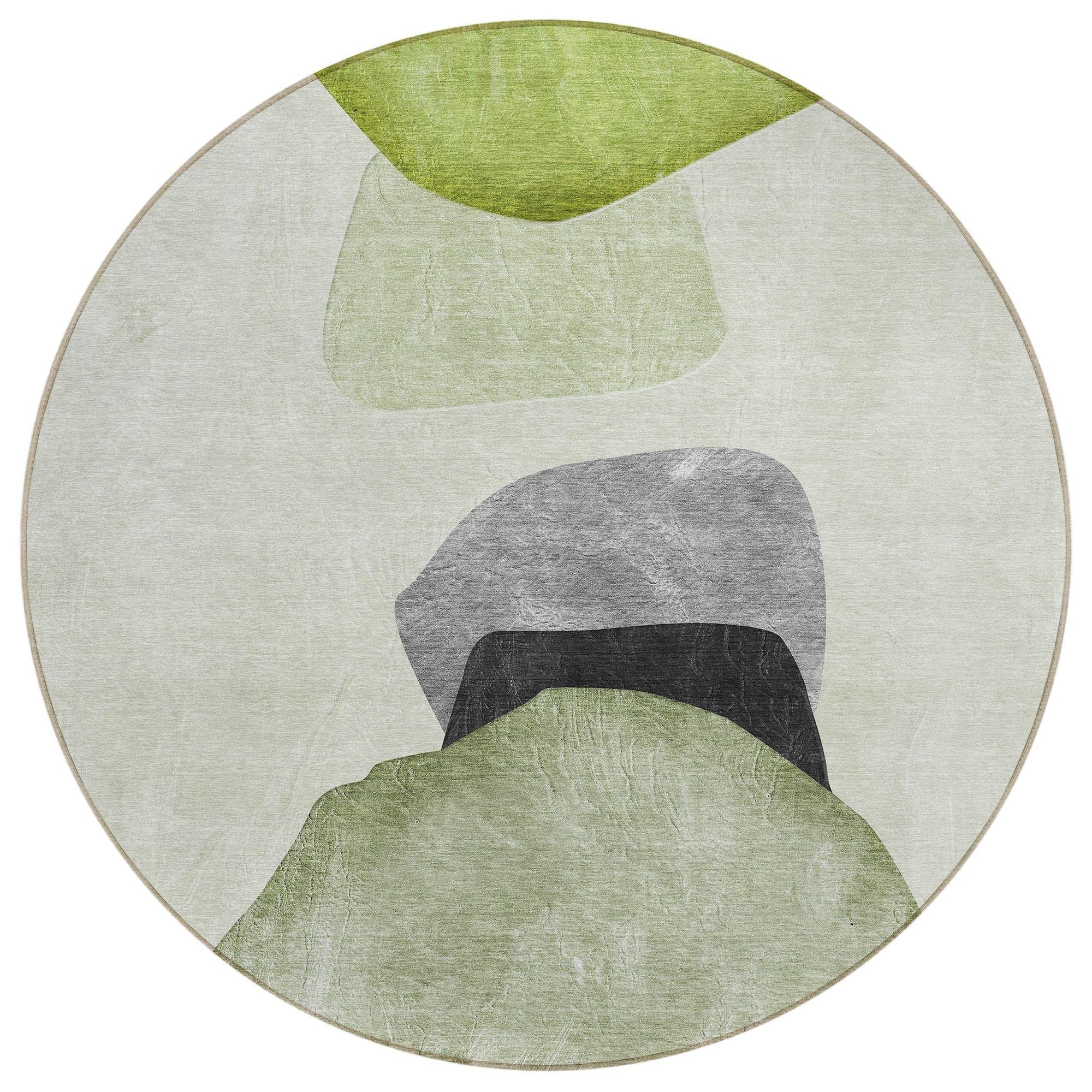Machine Washable Green Rug - Indoor / Outdoor - Kids / Pet Friendly Organic Print Rug