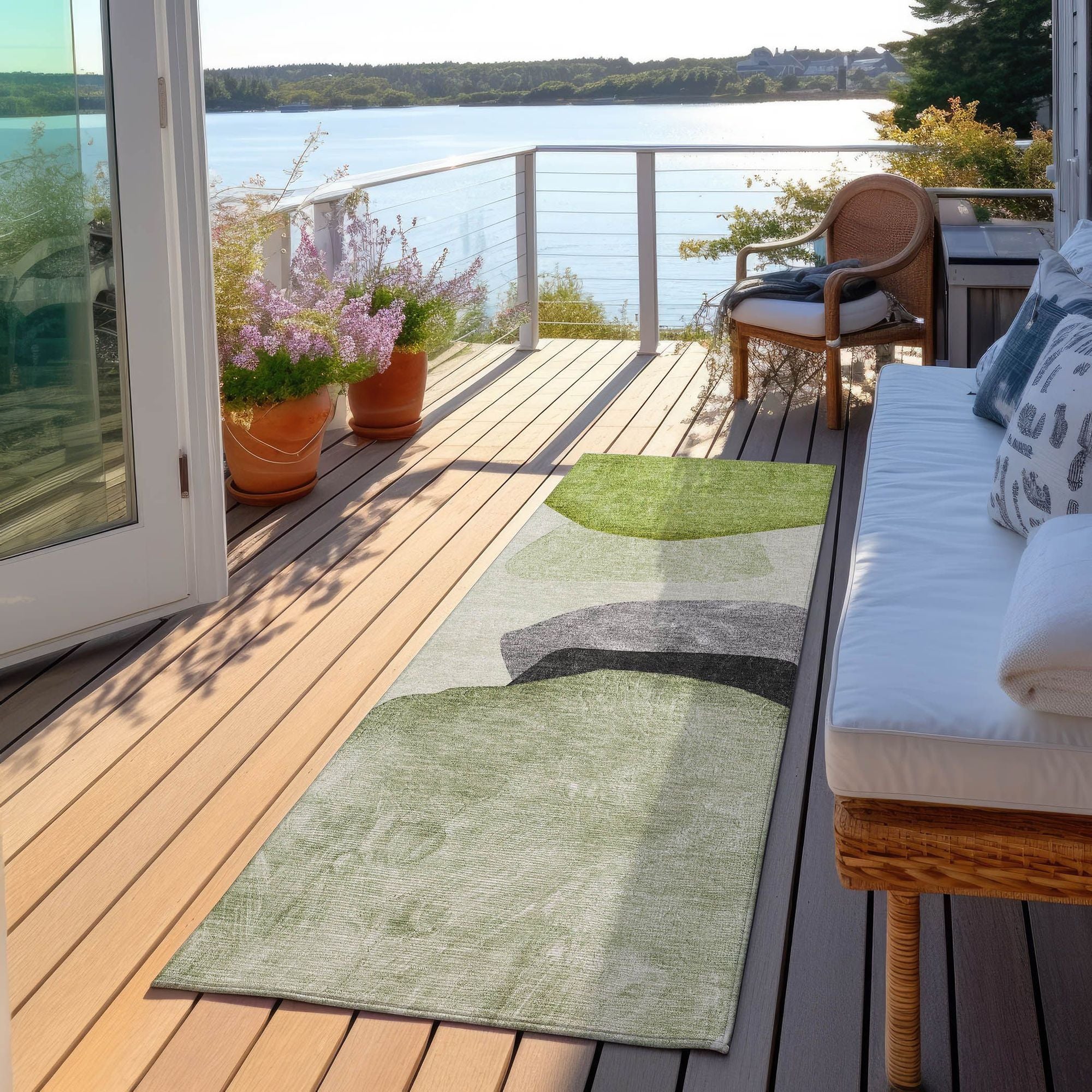 Machine Made ACN547 Green Rugs