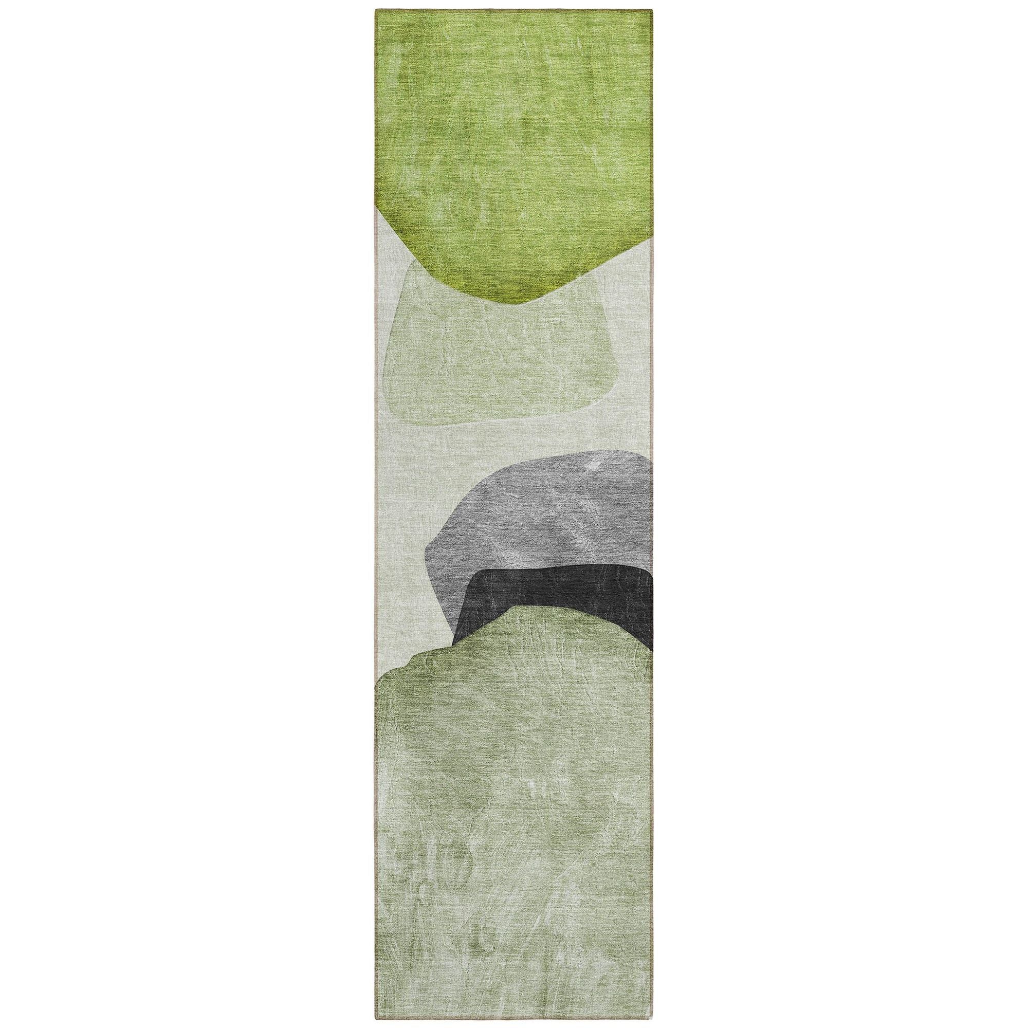 Machine Washable Green Rug - Indoor / Outdoor - Kids / Pet Friendly Organic Print Rug