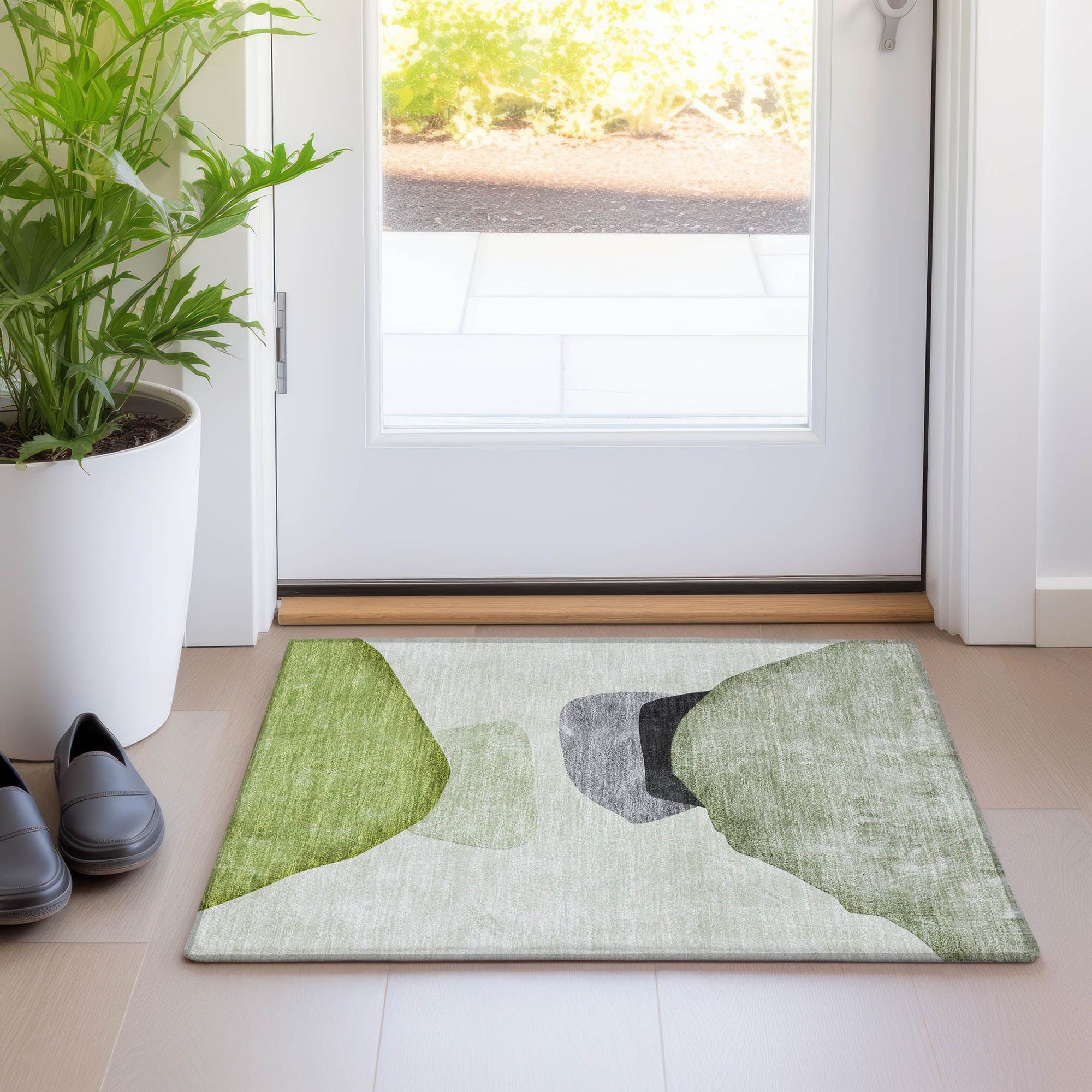Machine Made ACN547 Green Rugs