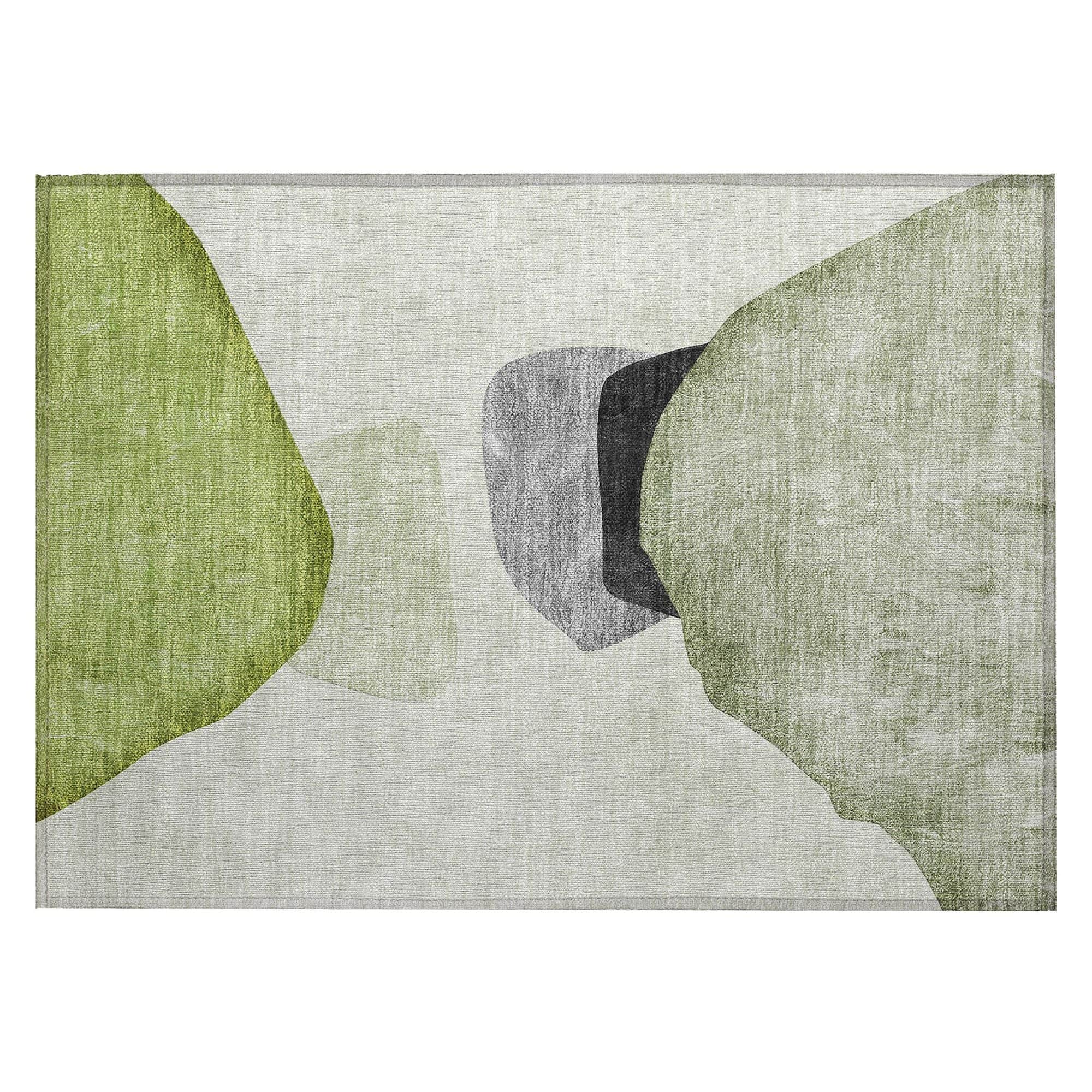 Machine Washable Green Rug - Indoor / Outdoor - Kids / Pet Friendly Organic Print Rug