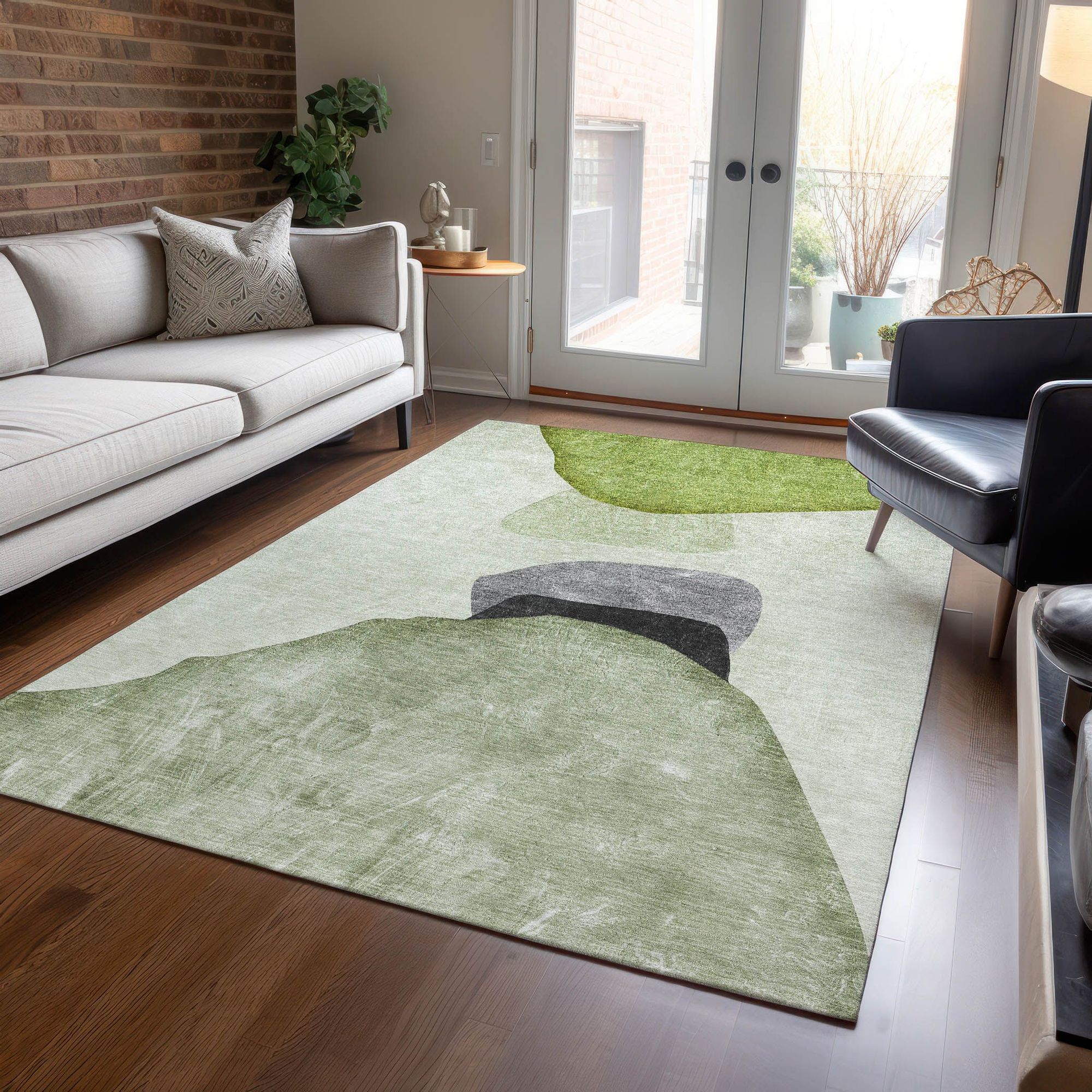 Machine Made ACN547 Green Rugs