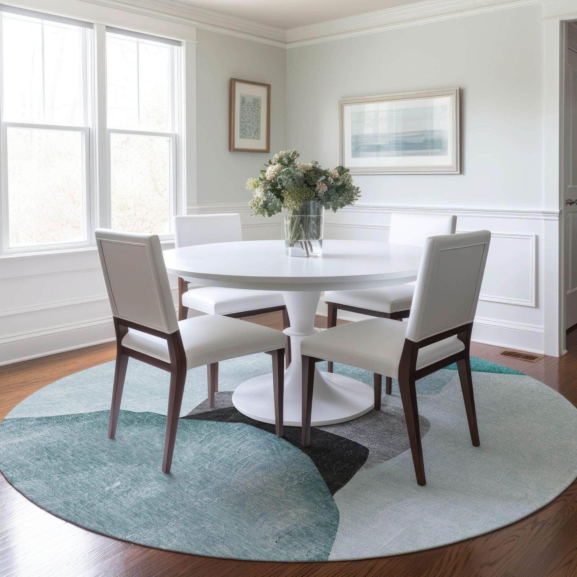 Machine Made ACN547 Teal Rugs