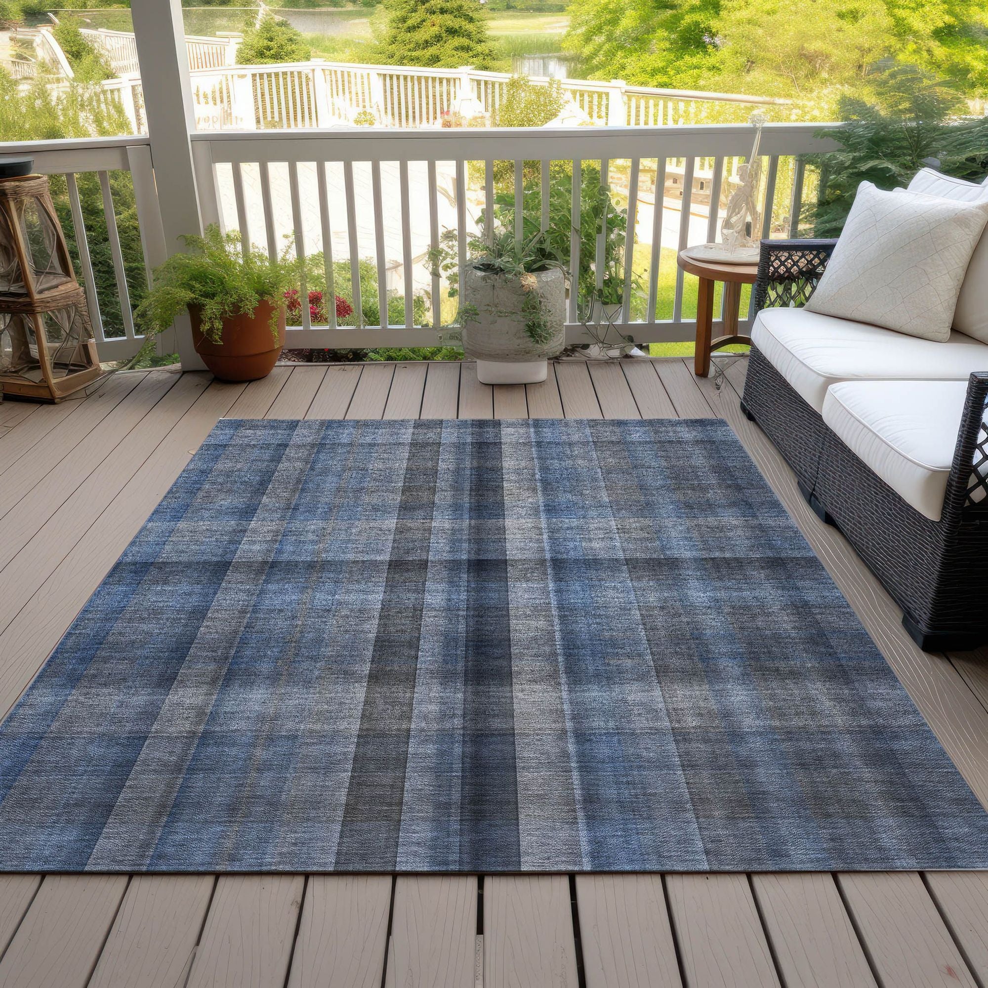 Machine Made ACN548 Blue Rugs