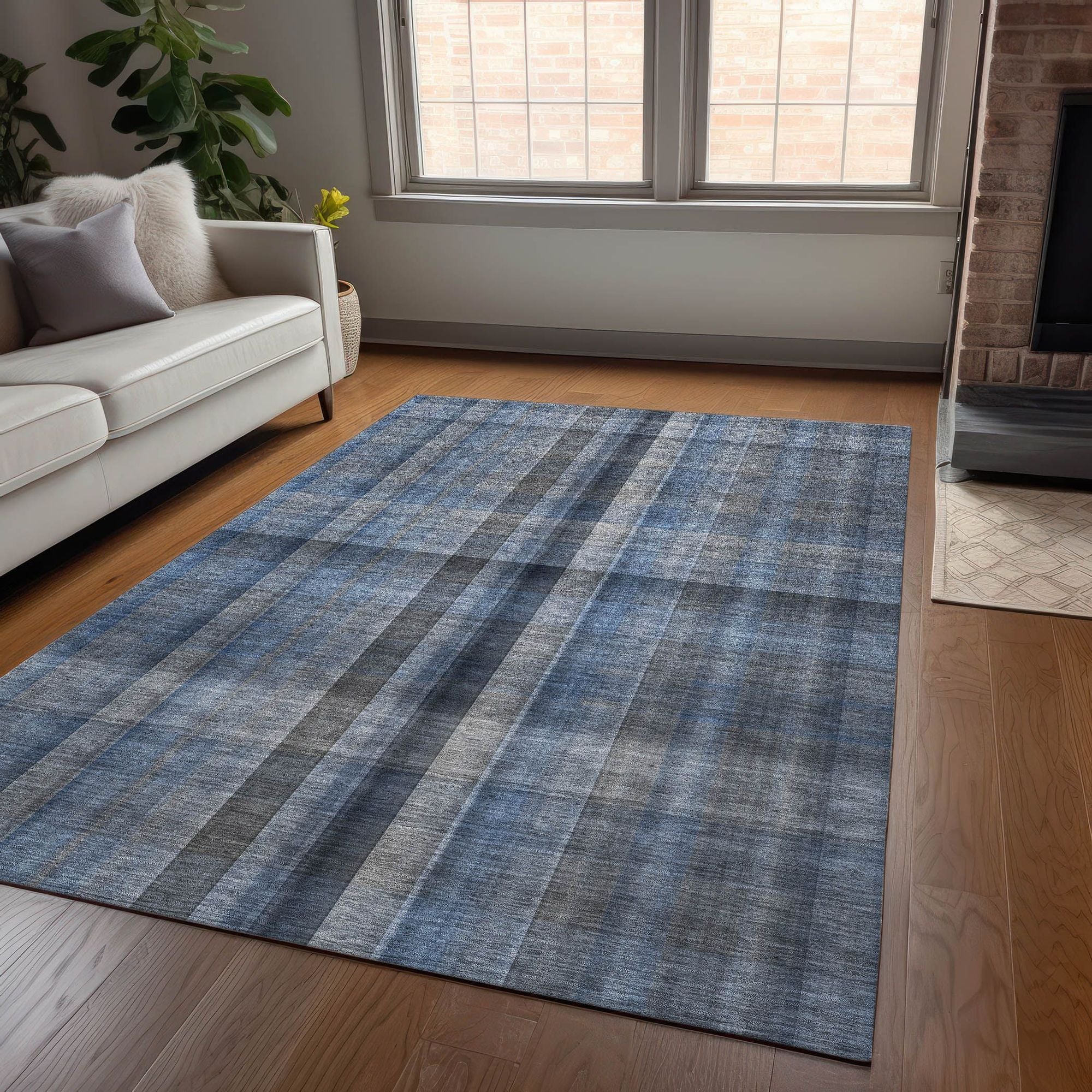 Machine Made ACN548 Blue Rugs