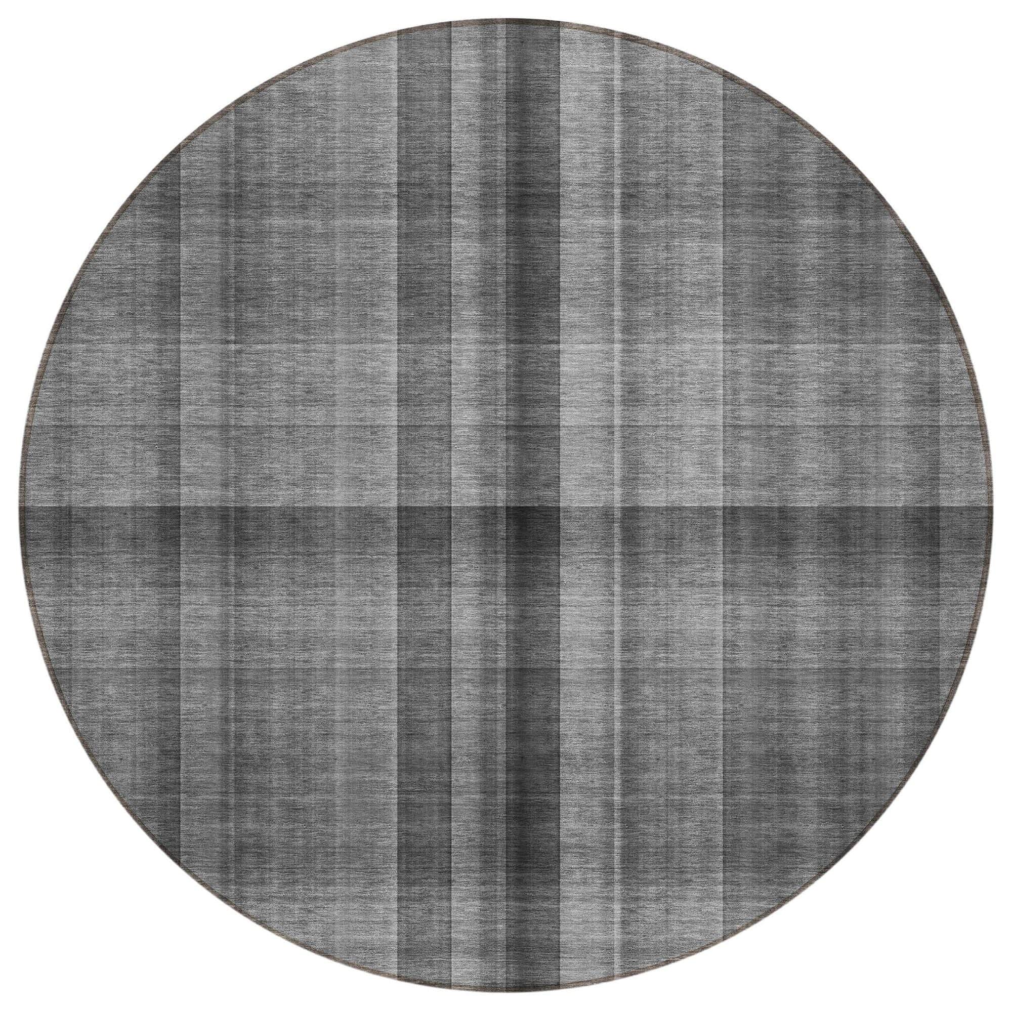 Machine Washable Gray Rug - Indoor / Outdoor - Kids / Pet Friendly Plaid Print Rug