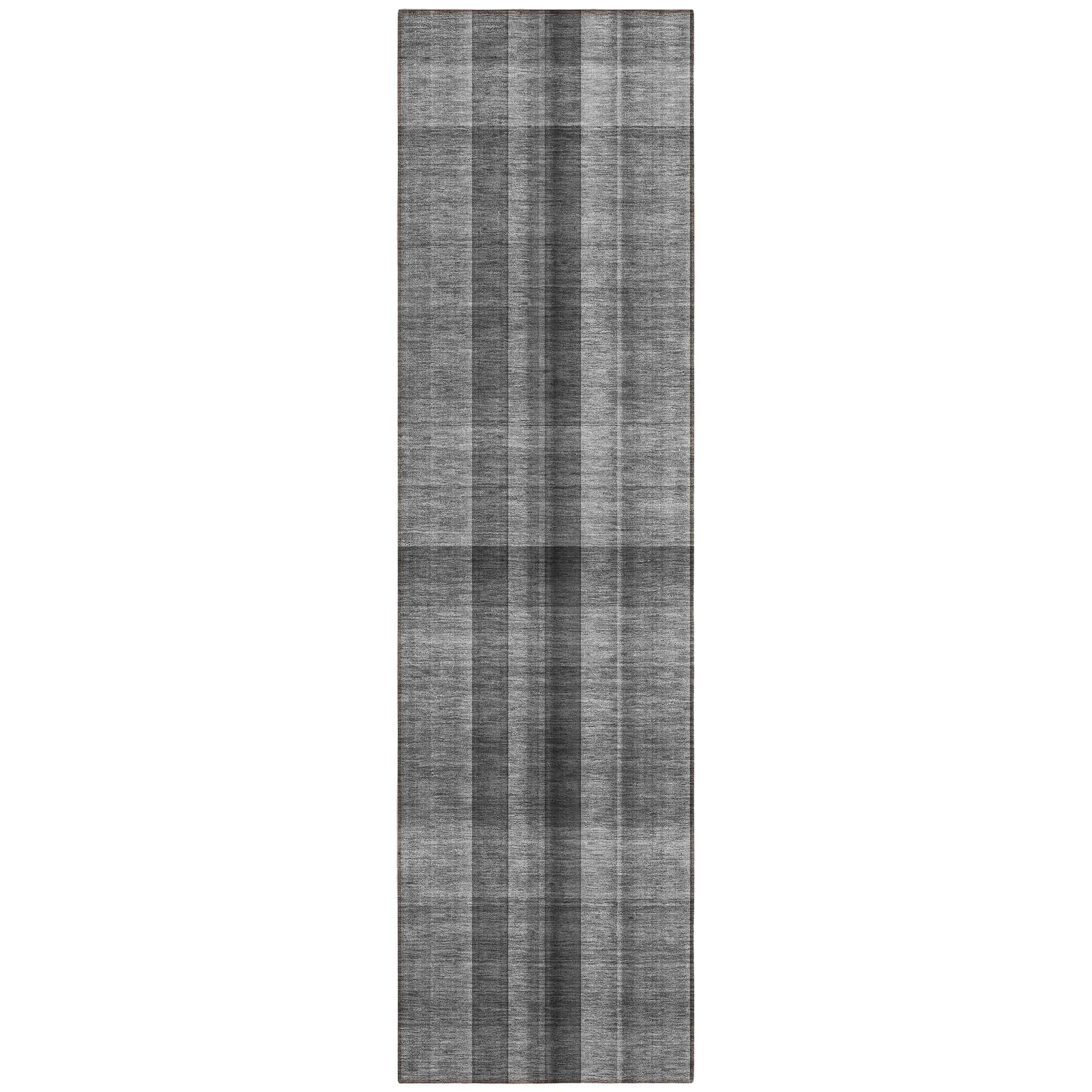 Machine Washable Gray Rug - Indoor / Outdoor - Kids / Pet Friendly Plaid Print Rug