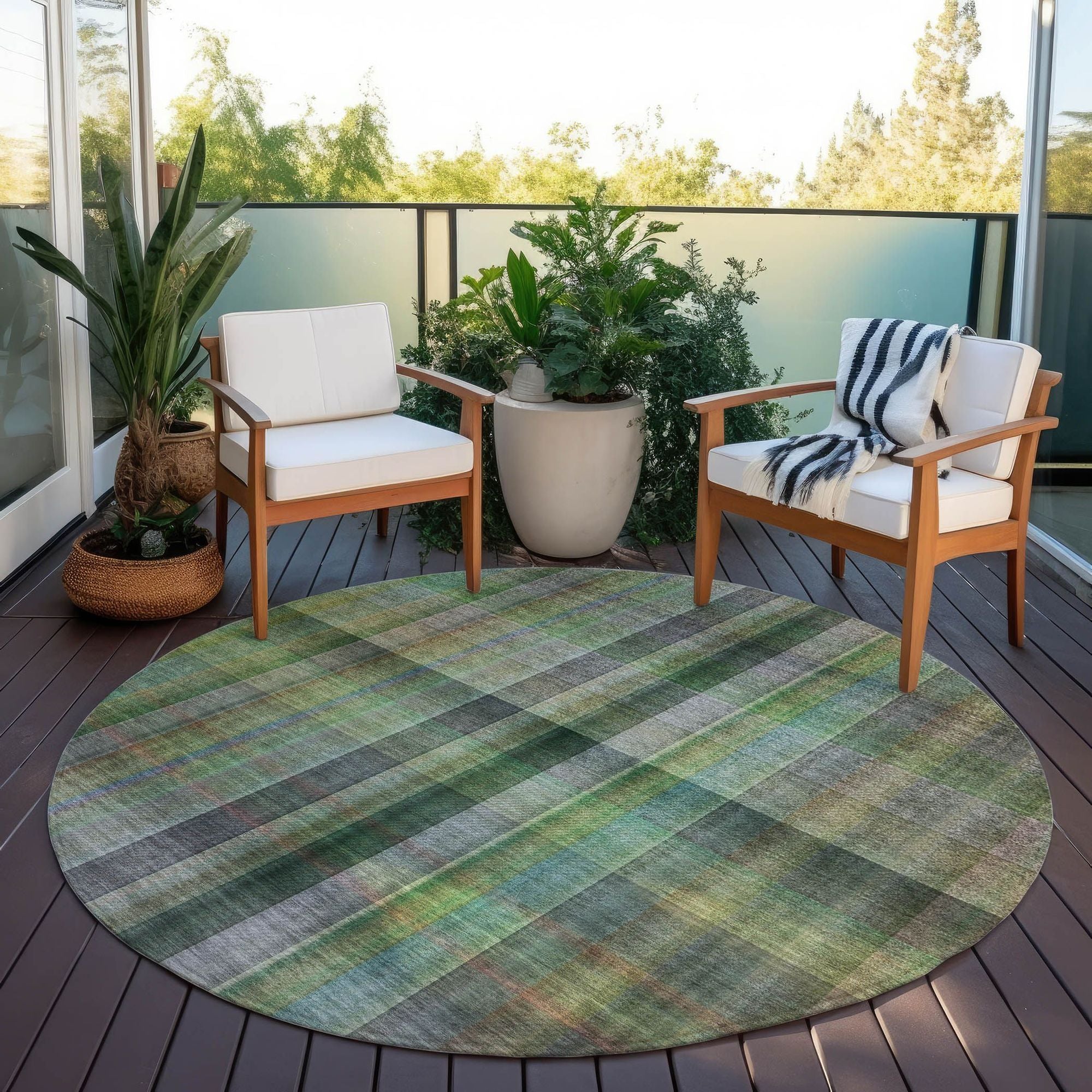 Machine Made ACN548 Green Rugs